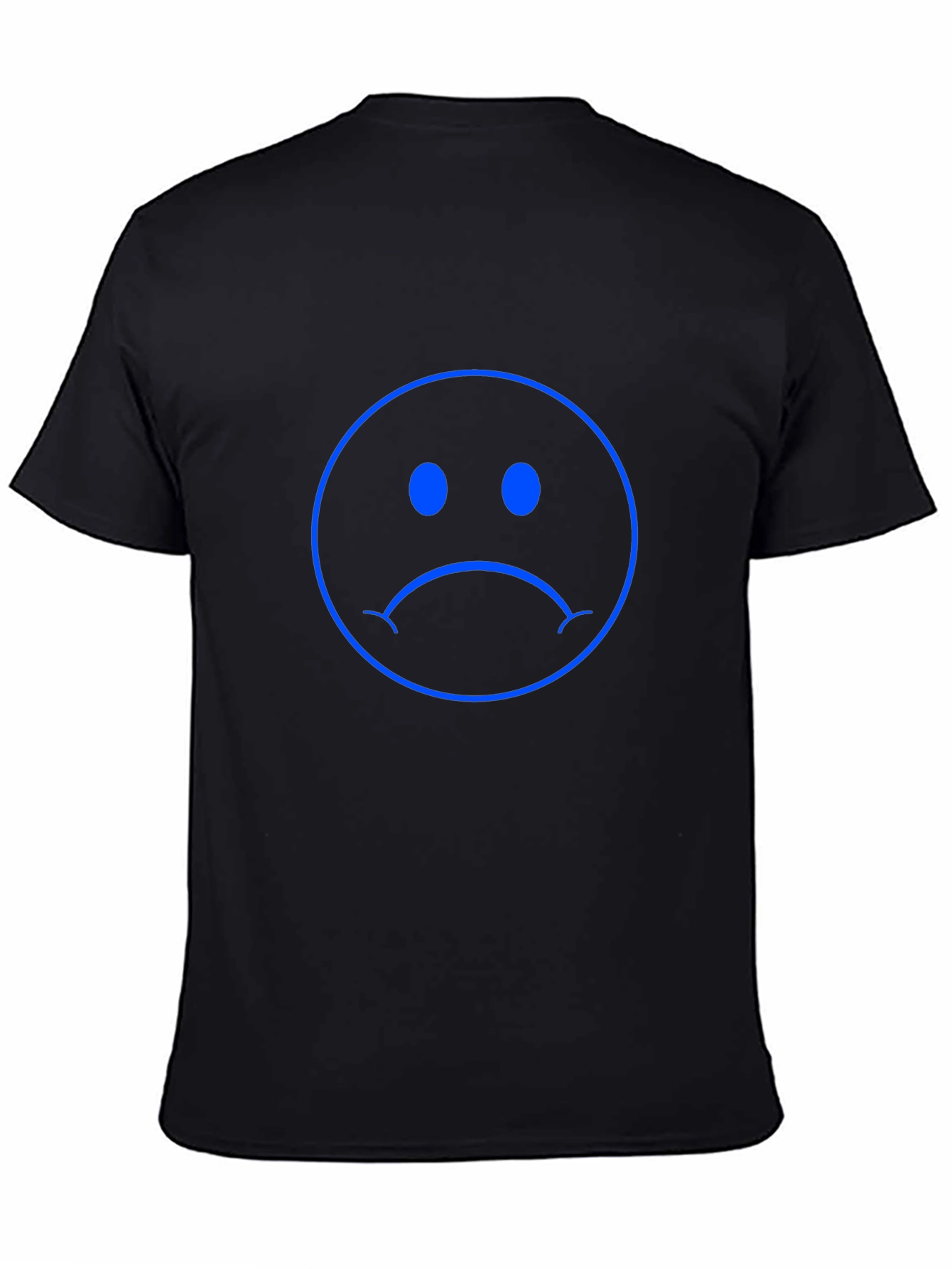 Black Sad Face Graphic Tee - Black Cotton Comfort view 4
