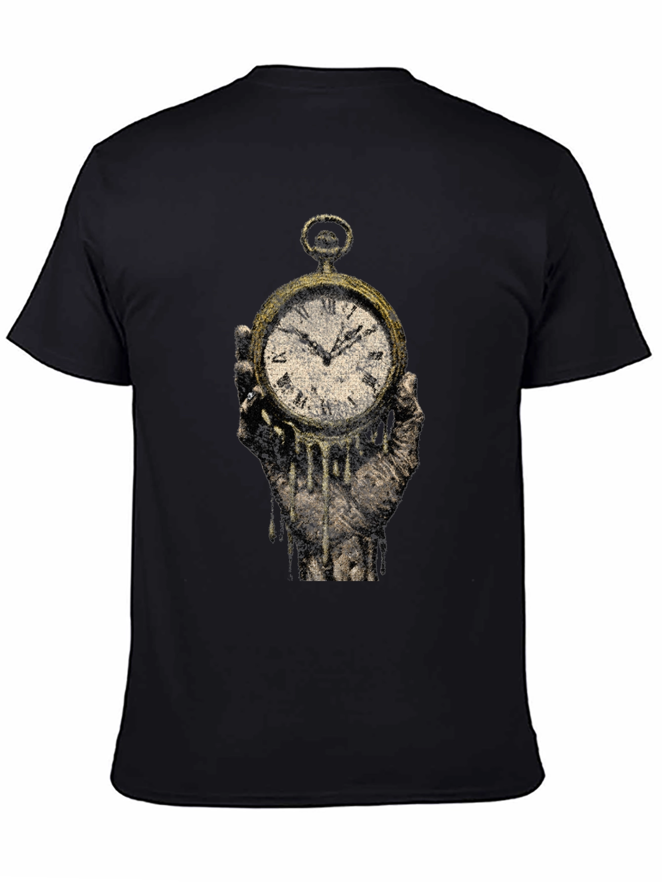 Black Melting Clock Graphic Tee - Time is Fleeting view 4