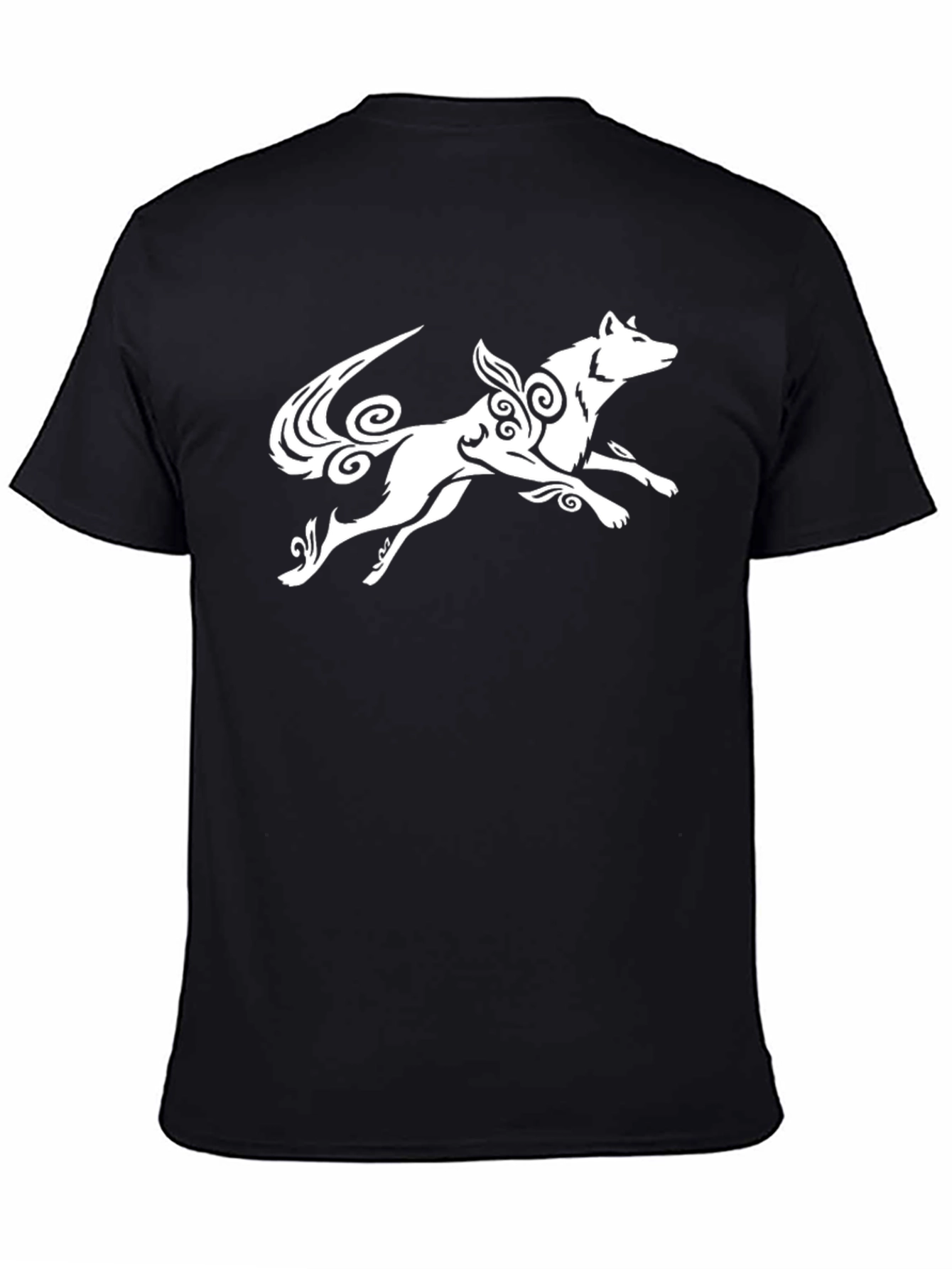 Black Wolf Graphic Tee - Black Cotton Blend Casual Shirt view 4
