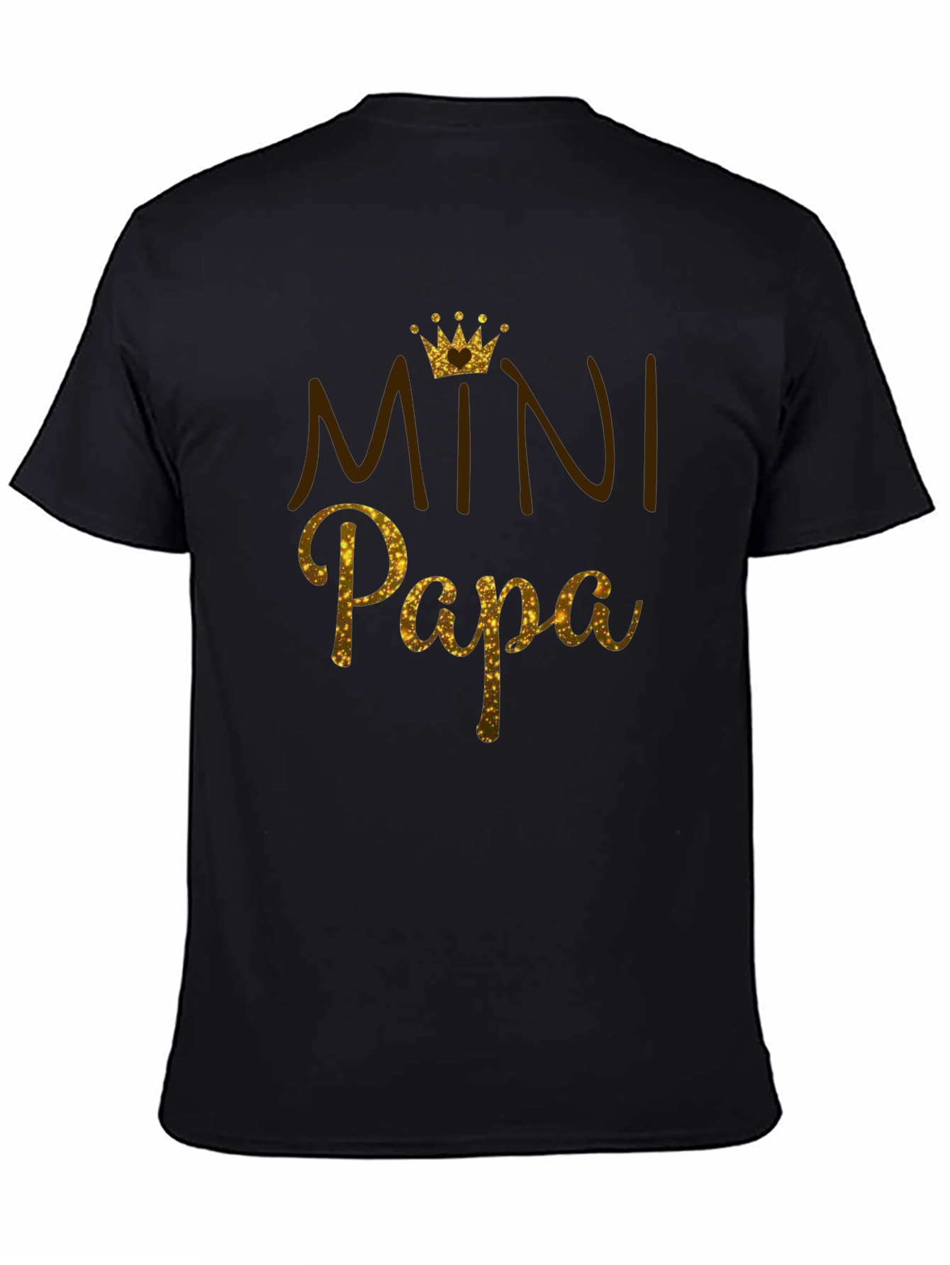 Black Mini Papa T-Shirt - Gold Glitter view 4