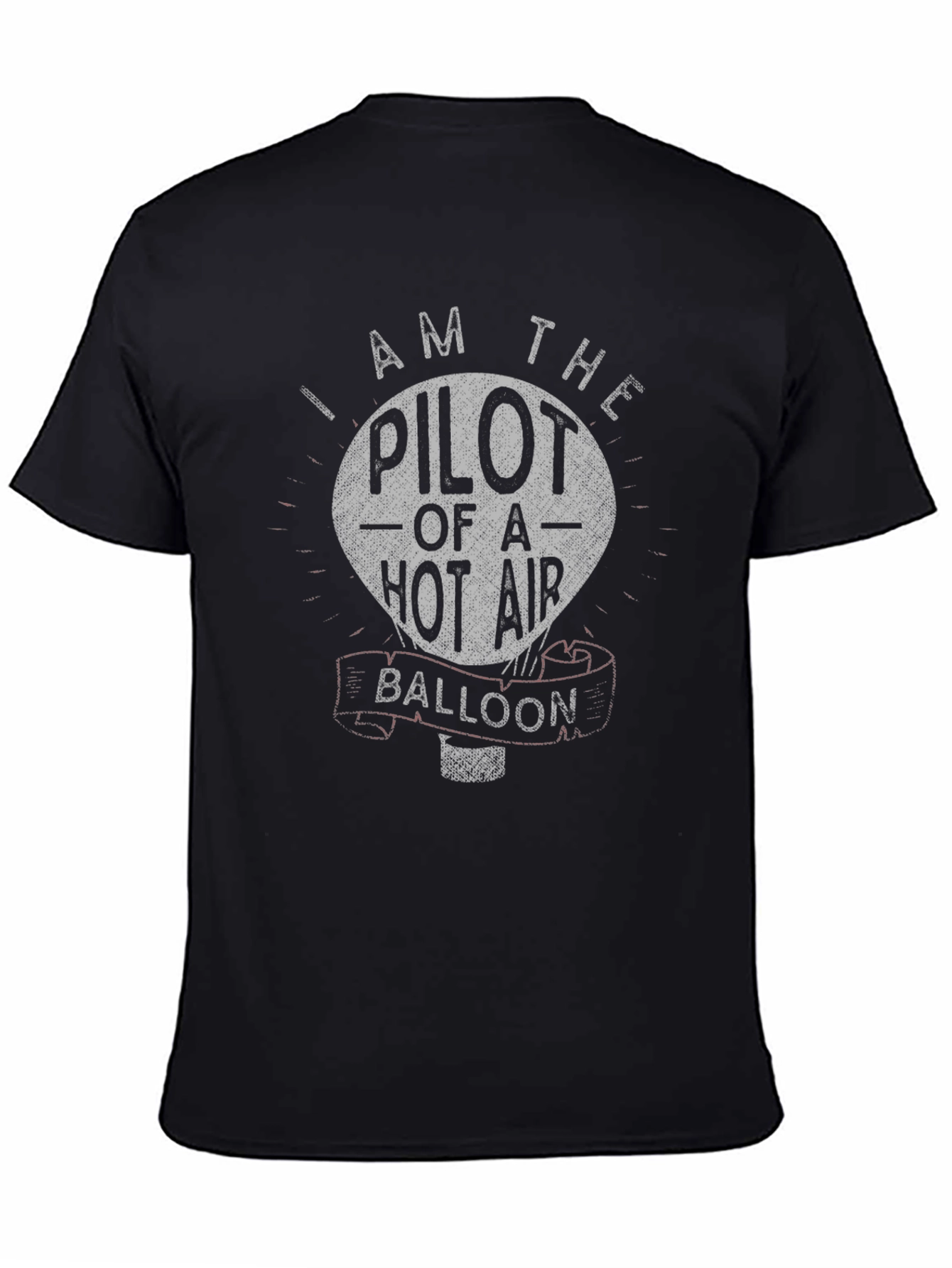 Black I am the Pilot Hot Air Balloon Black T-Shirt view 4