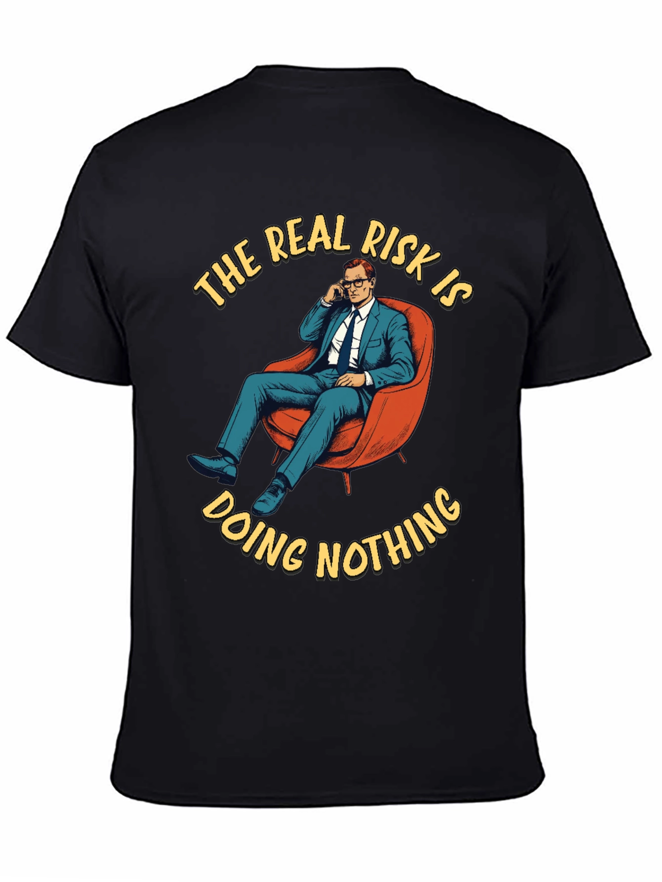 Black The Real Risk T-Shirt - Doing Nothing Graphic Tee view 4