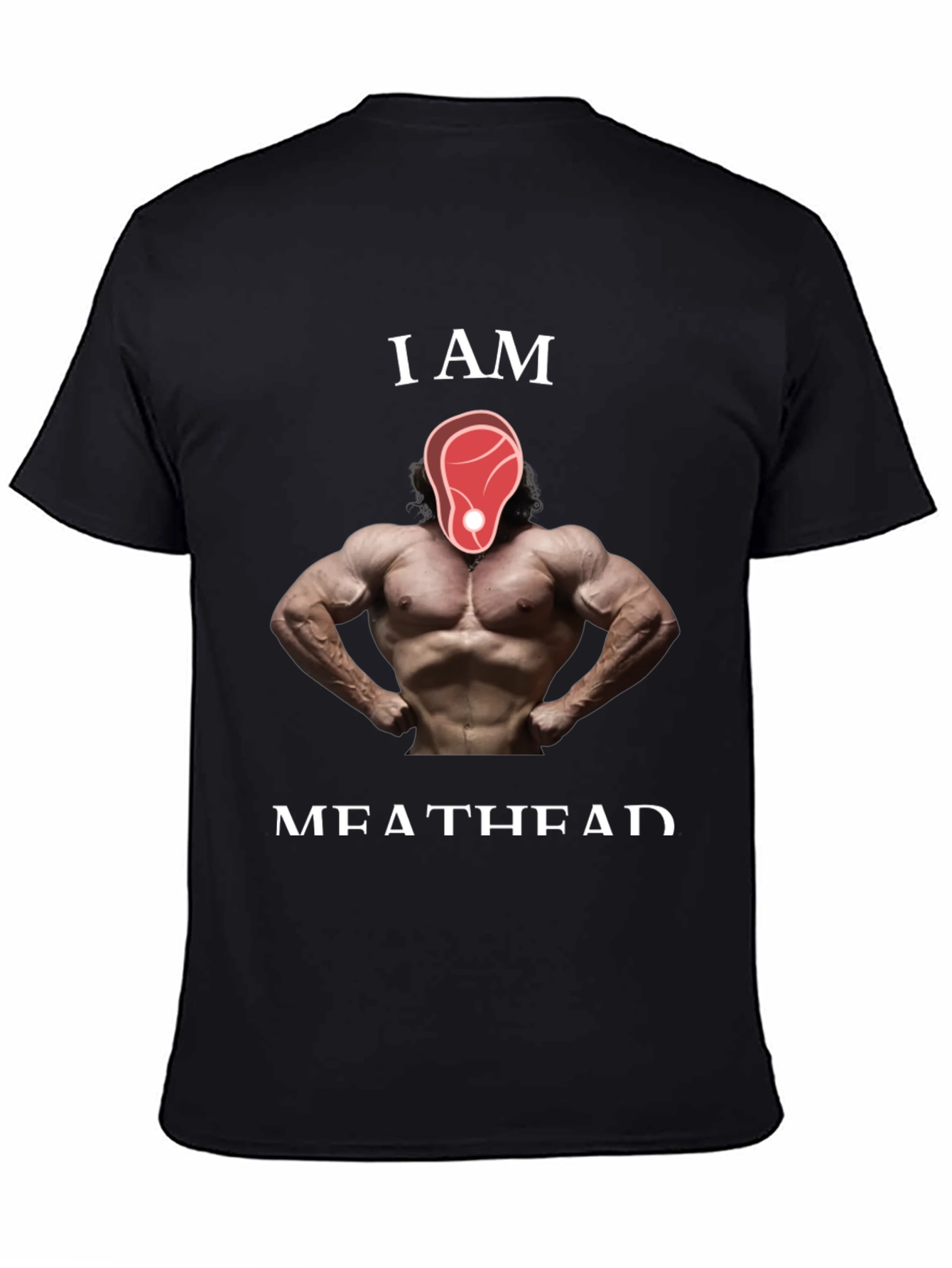 Black I AM MEATHEAD Graphic T-Shirt - Funny Muscle Tee view 4