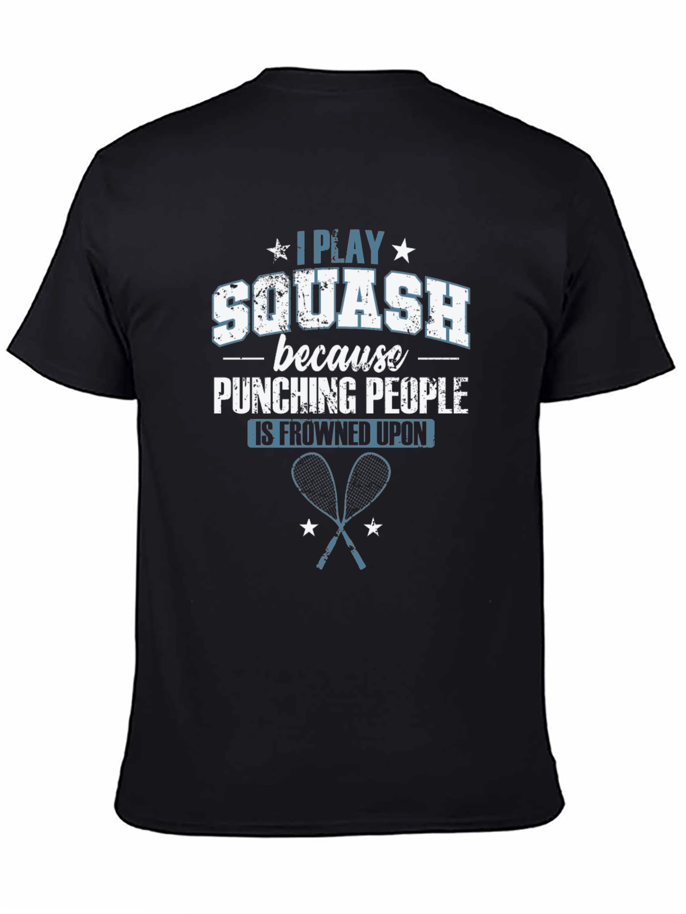 Black Funny Squash Player T-Shirt view 4