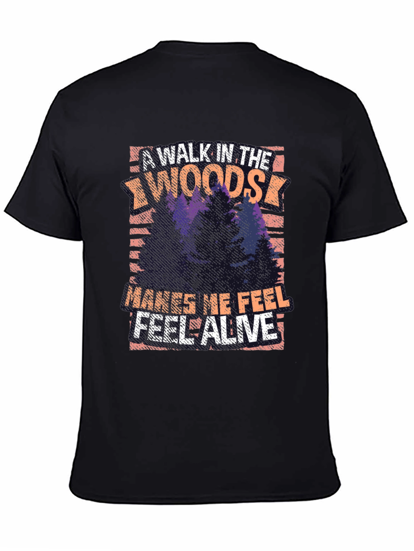 Black Nature Lover's Walk in the Woods Black T-Shirt view 4