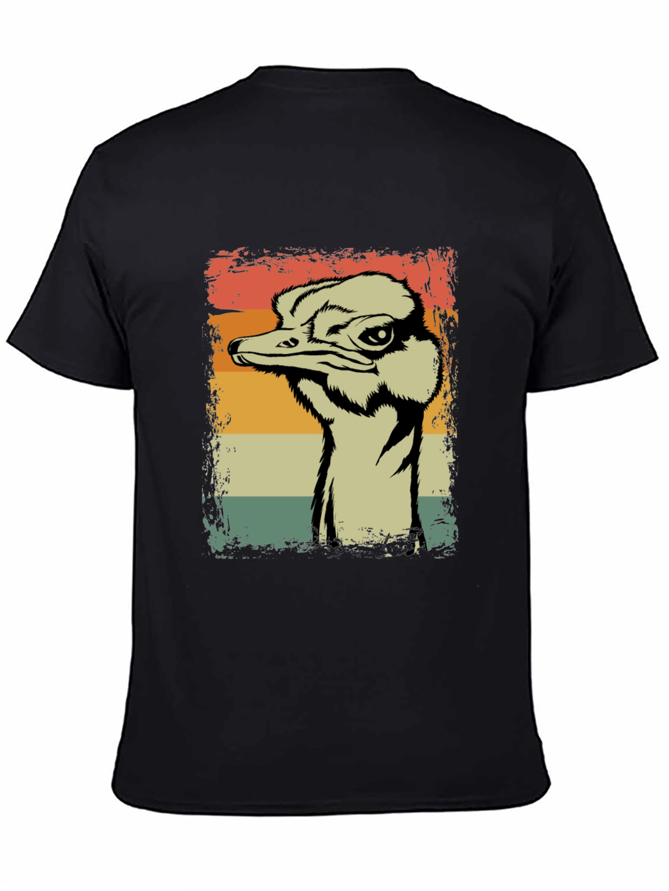 Black Retro Ostrich T-Shirt - Vintage Style view 4