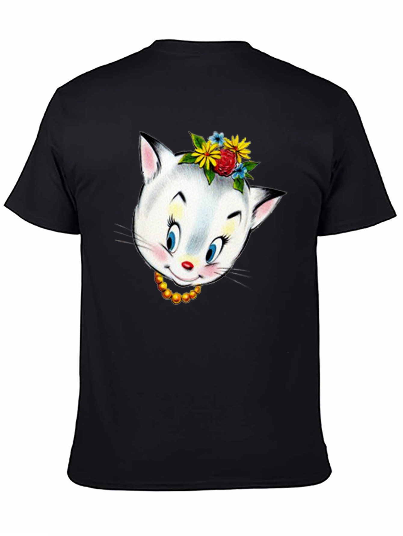 Black Vintage Cat Graphic T-Shirt - Novelty Animal Tee view 4