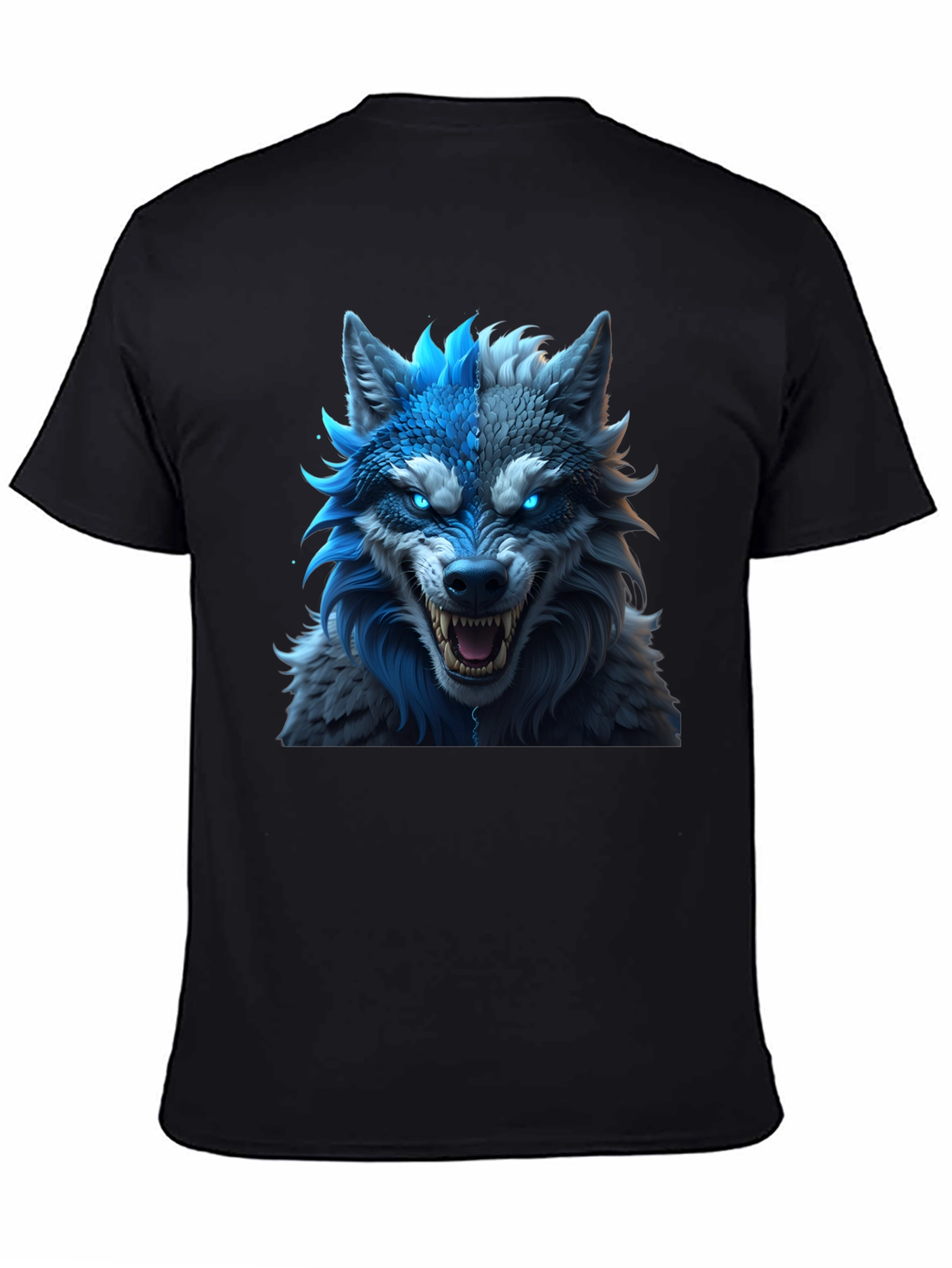 Black Fierce Wolf Graphic Tee - Blue Rage view 4