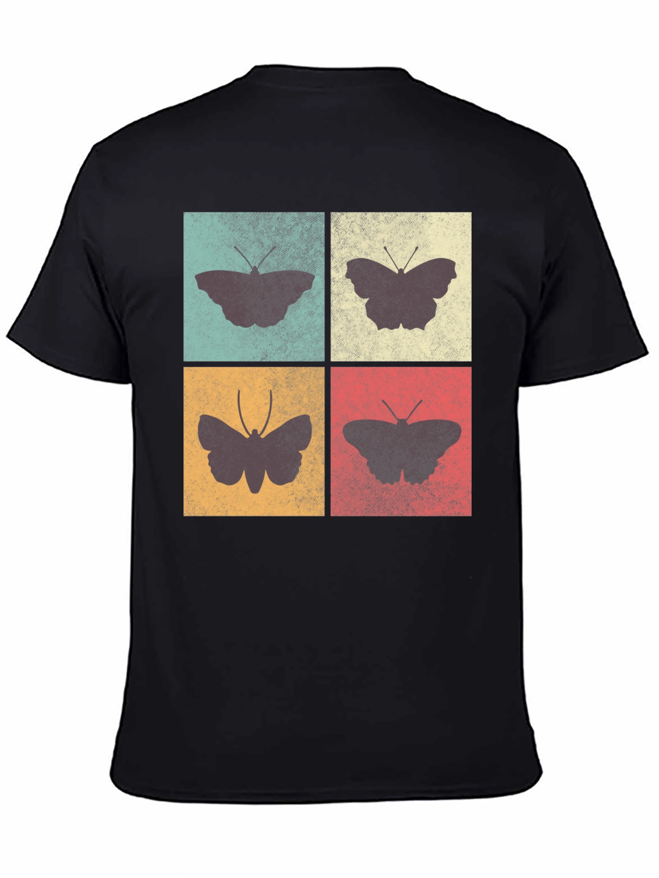 Retro Butterfly Block Print Tee - Soft Cotton Casual Wear - 4