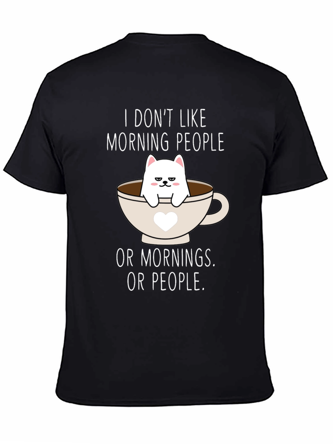 Black Grumpy Cat Coffee T-Shirt - I Don't Like Mornings view 4