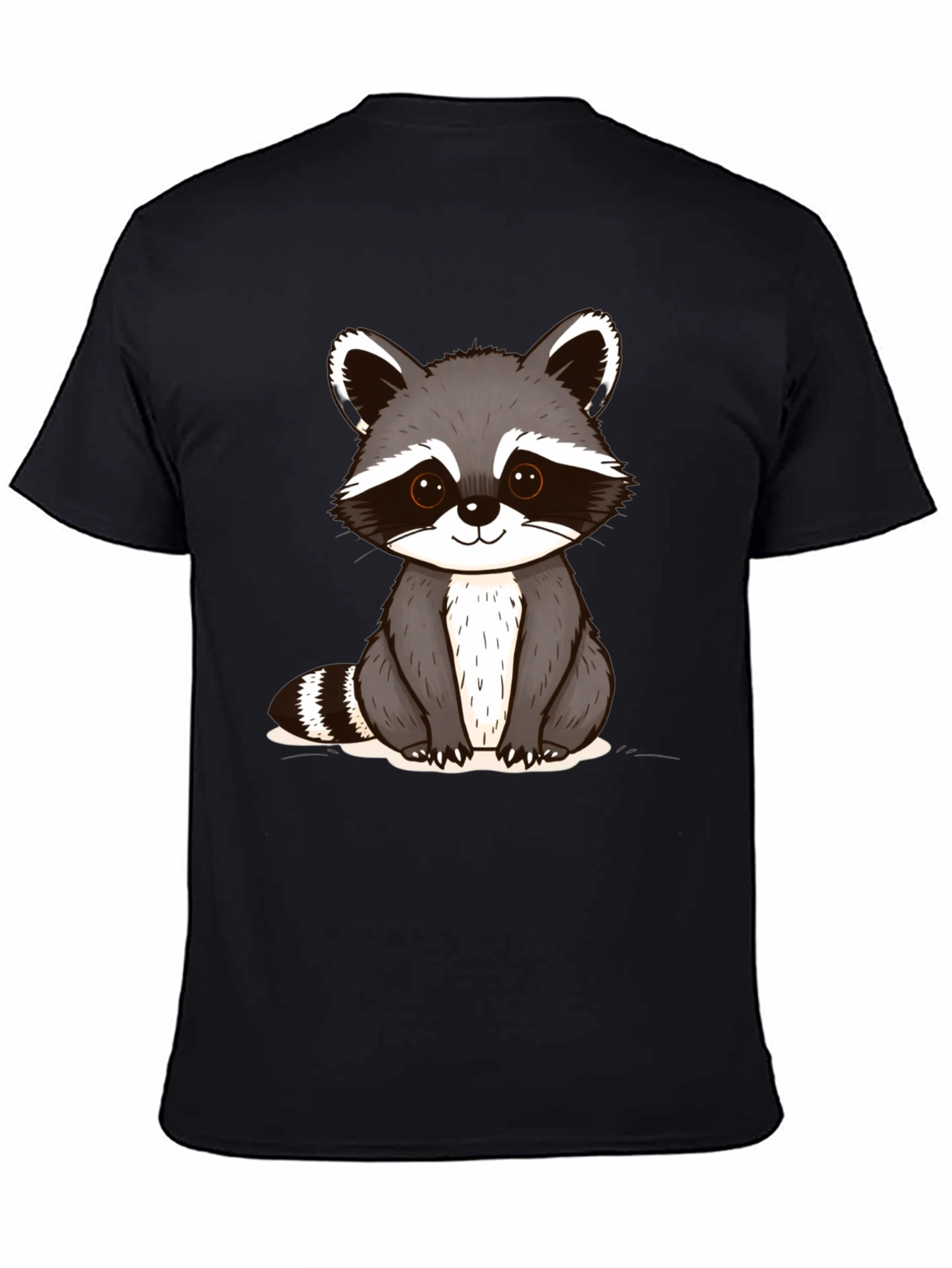 Black Cute Raccoon Graphic T-Shirt - Unisex Casual Tee view 4