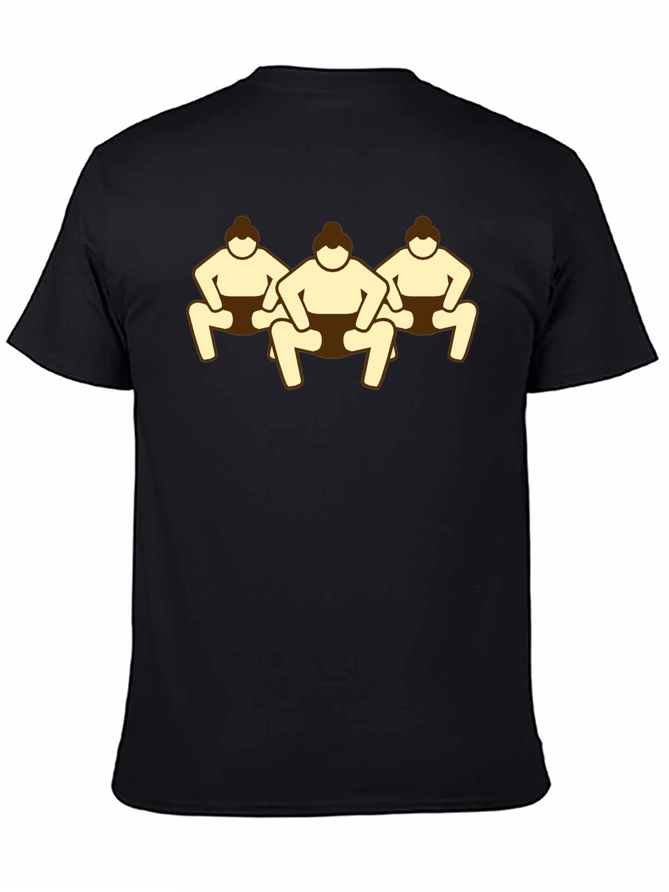Black Sumo Wrestlers Graphic Tee - Black Cotton T-Shirt view 4