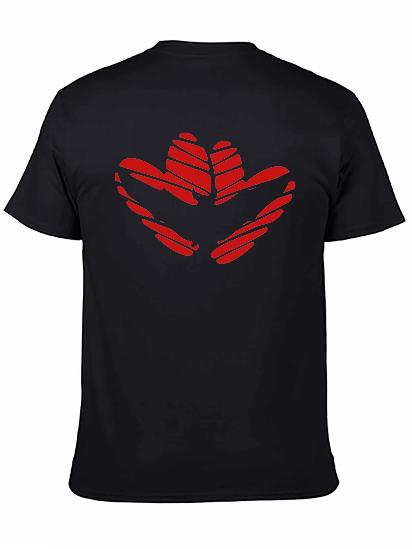 Black Red Flower Print Black T-Shirt view 4