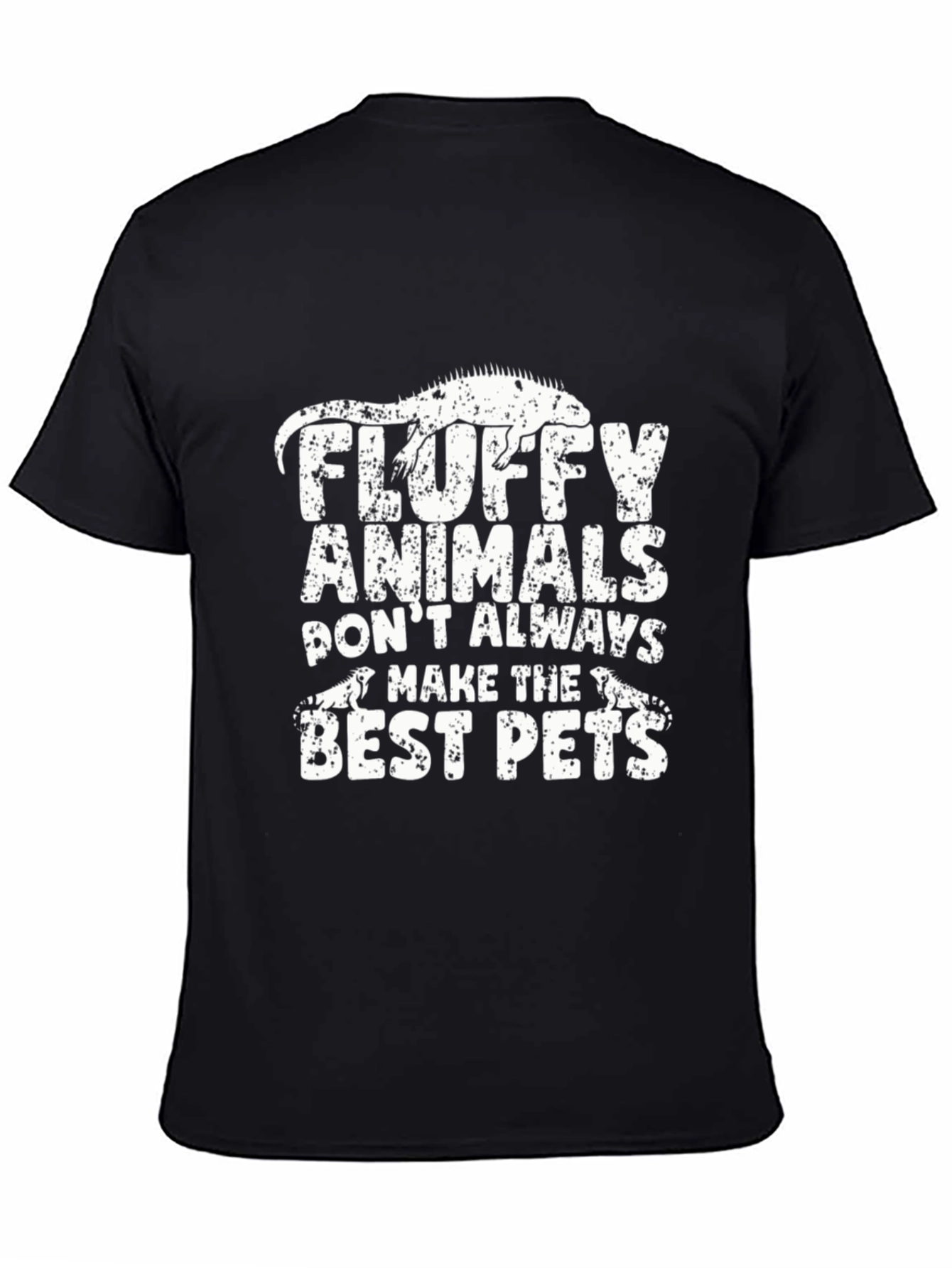Black Fluffy Animals Lizard Graphic Tee view 4