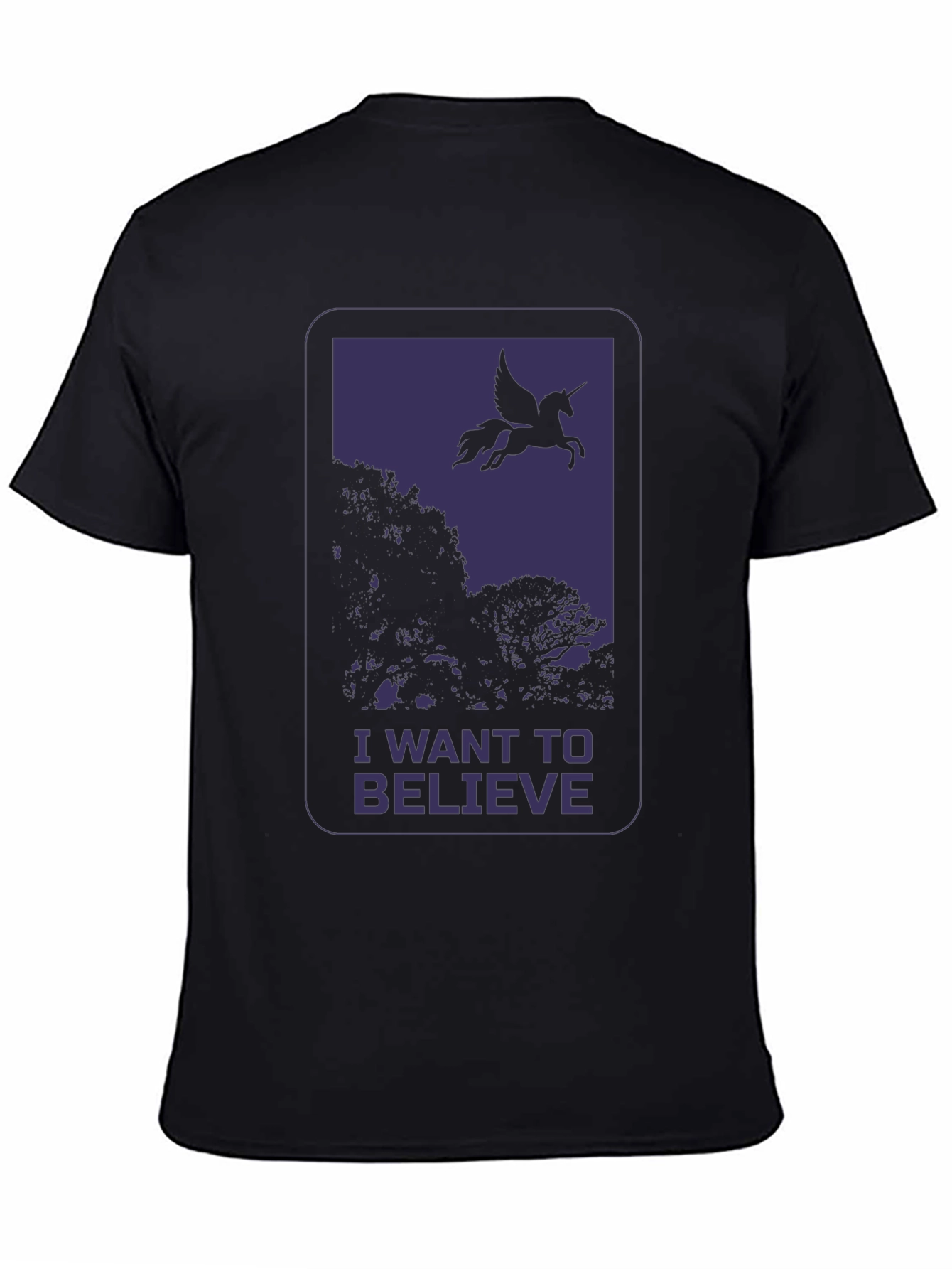 Black I Want to Believe Pegasus Graphic T-Shirt view 4