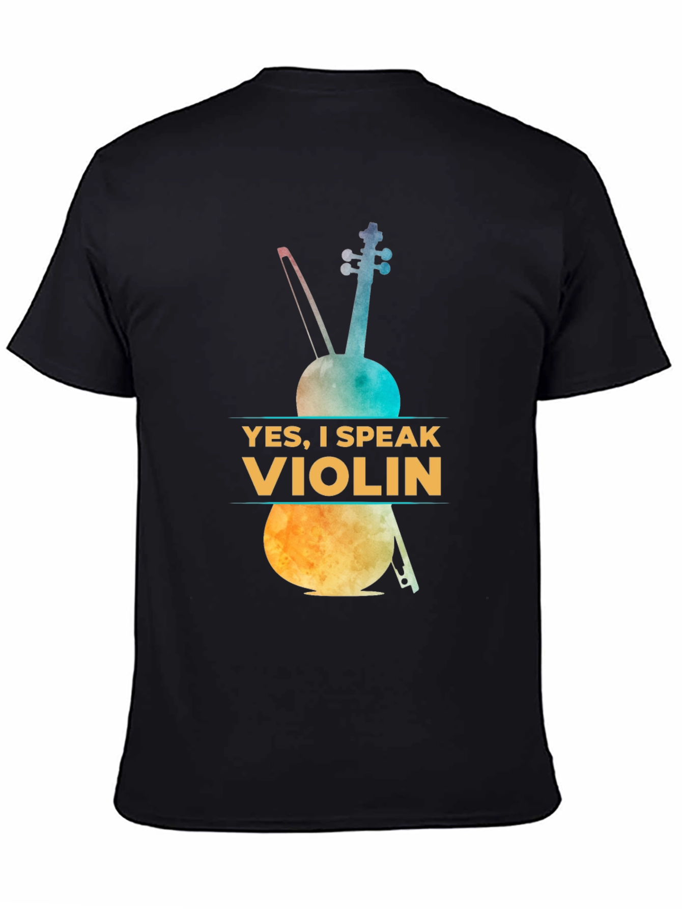Black Yes, I Speak Violin T-Shirt - Musician Apparel view 4