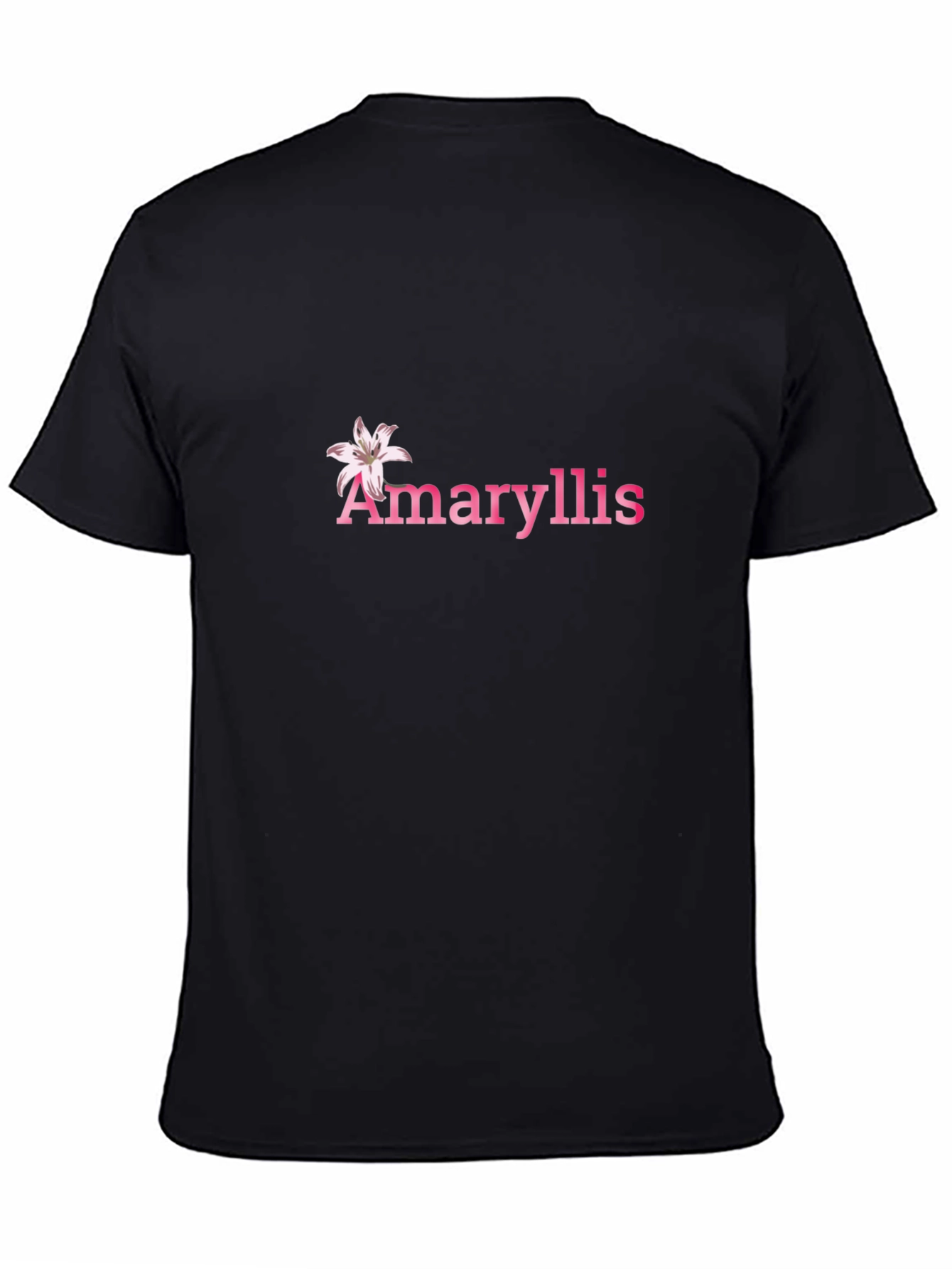 Black Amaryllis Flower Graphic Tee - Black Cotton T-Shirt view 4