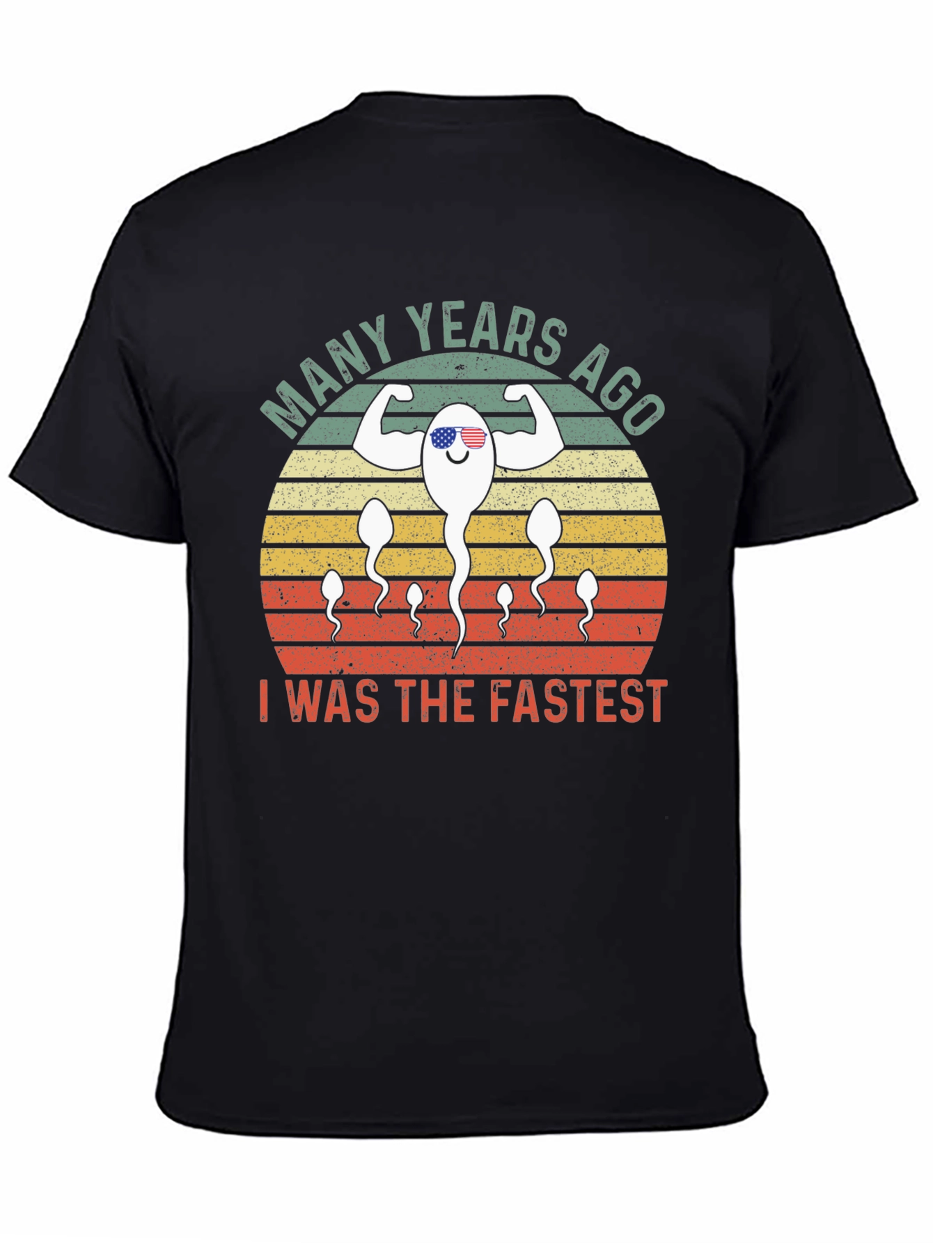 Black Funny "Fastest" Sperm Graphic T-Shirt view 4
