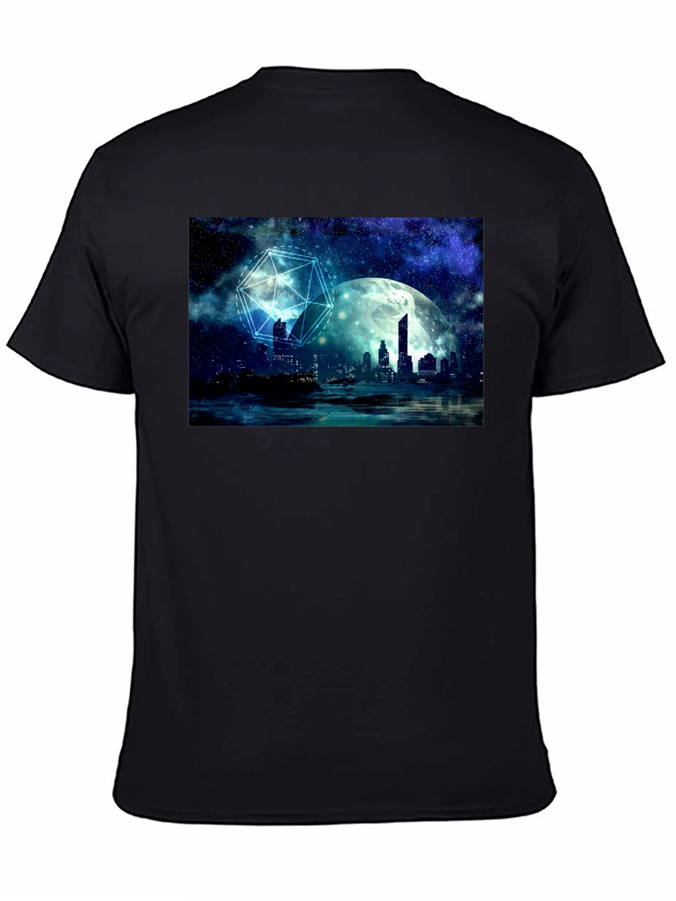 Black Celestial Cityscape Graphic Tee view 4