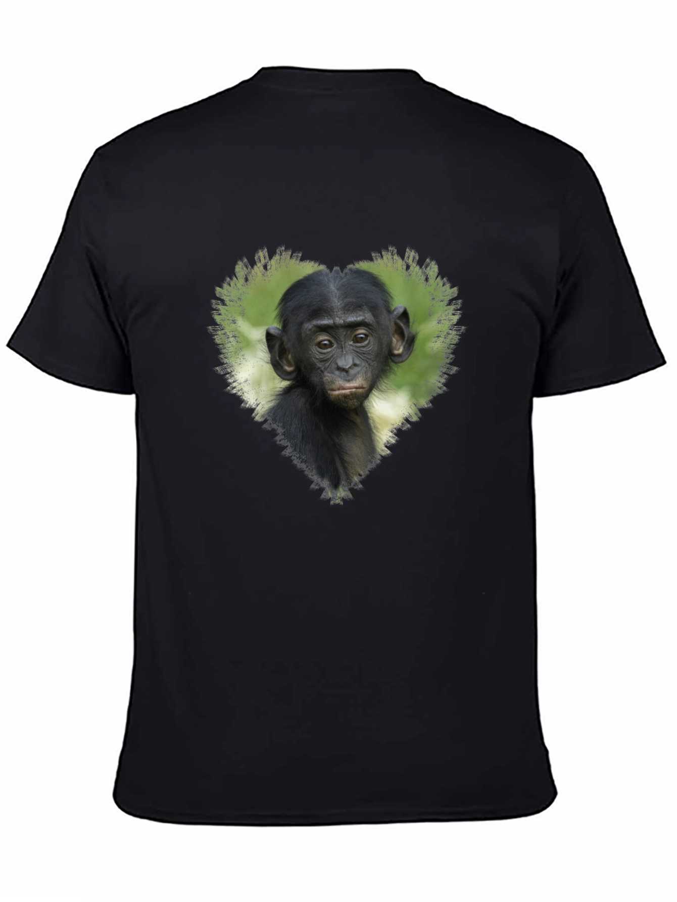 Black Bonobo Heart T-Shirt - Black Cotton Tee view 4