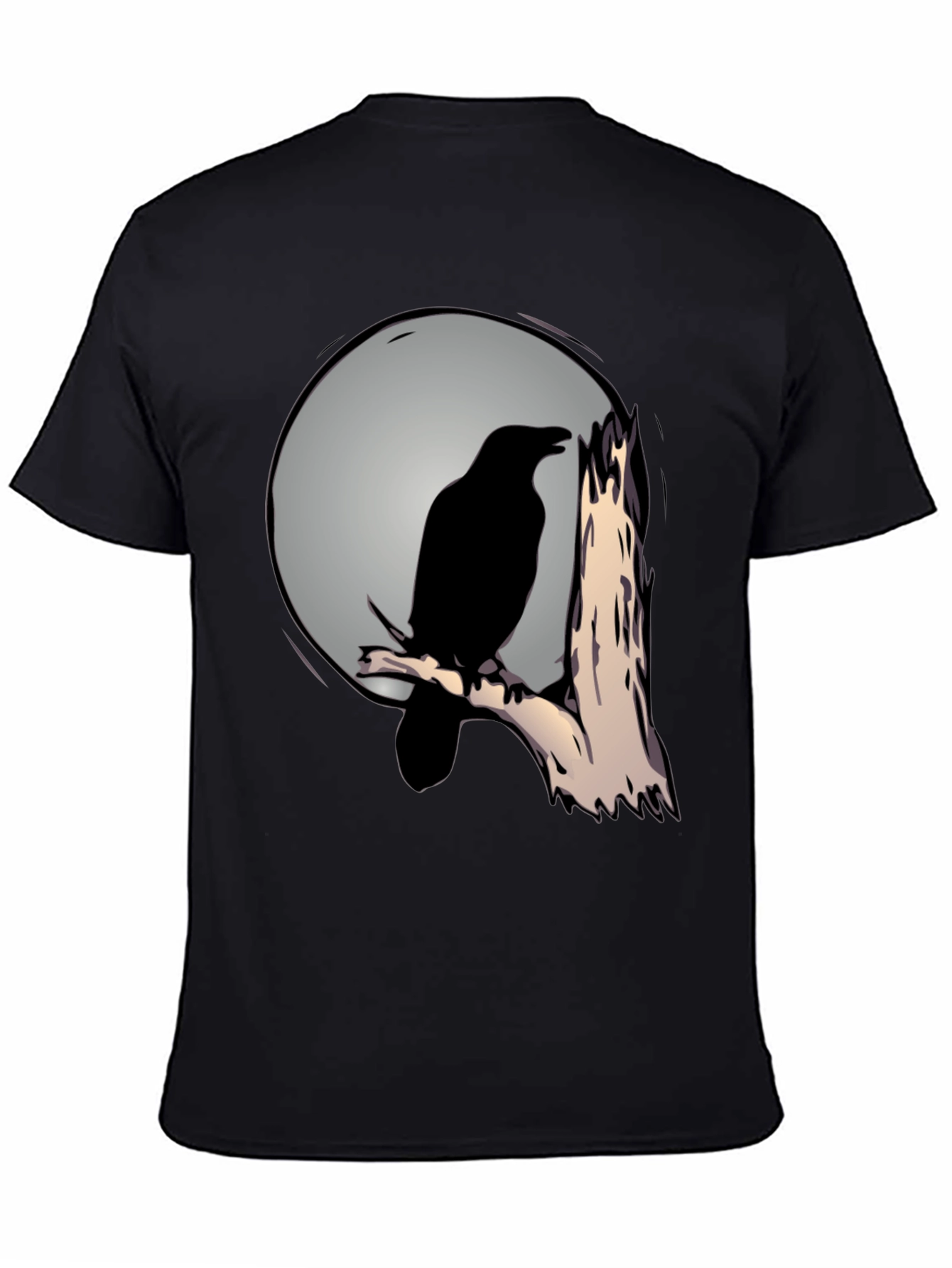 Black Raven on Moonlit Branch T-Shirt - Dark Aesthetic Tee view 4