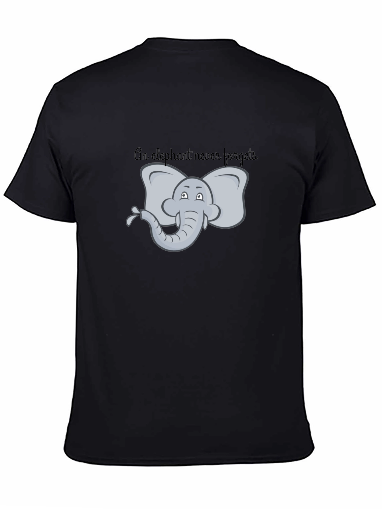 Black Elephant Never Forgets Graphic Tee - Black view 4