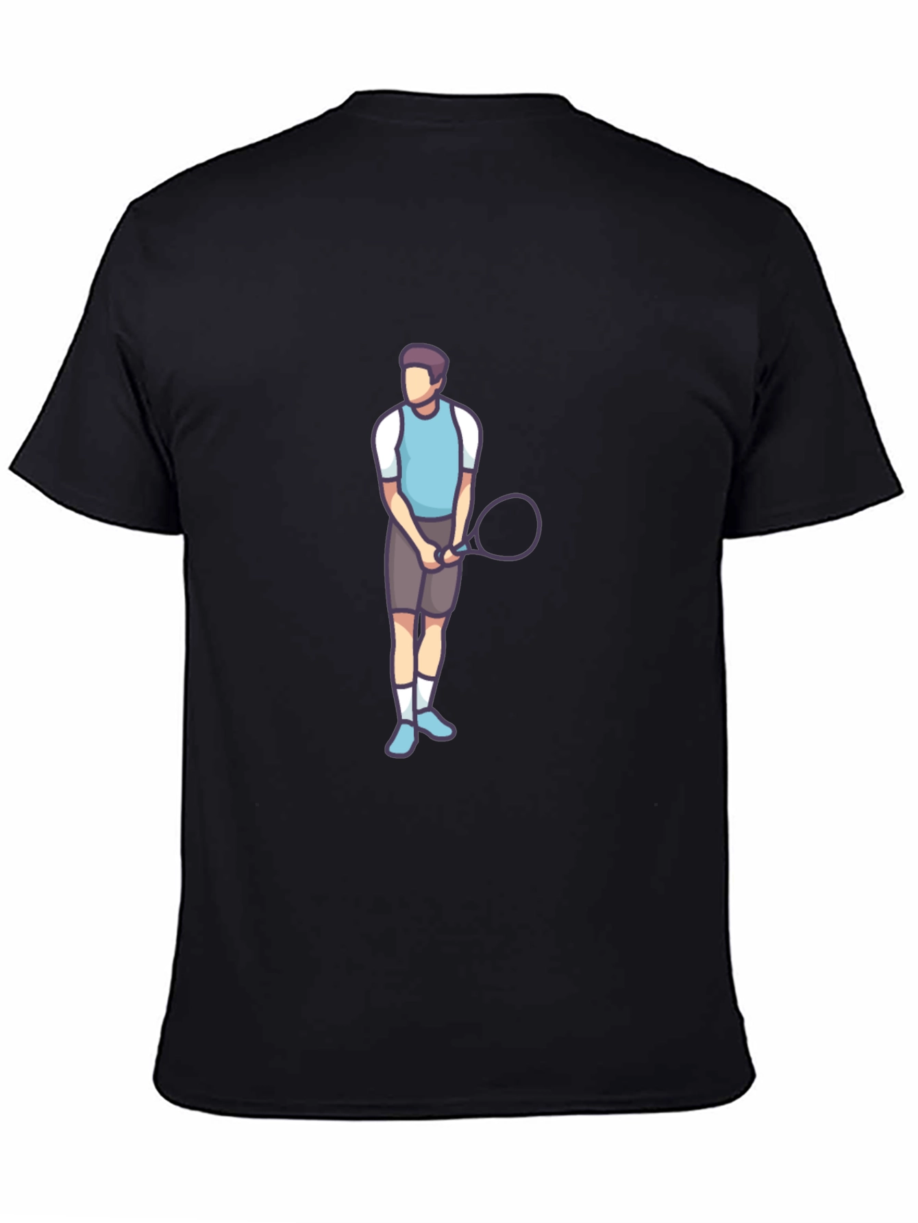 Black Tennis Player Graphic Tee - Black Cotton Blend view 4