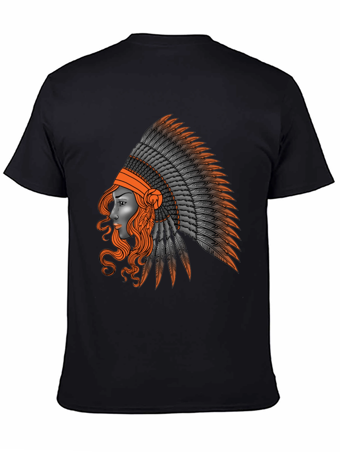 Black Native American Headdress Graphic T-Shirt view 4