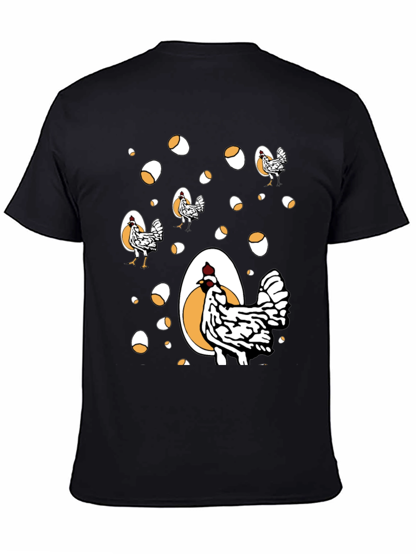 Black Funny Chicken & Egg Graphic Tee view 4