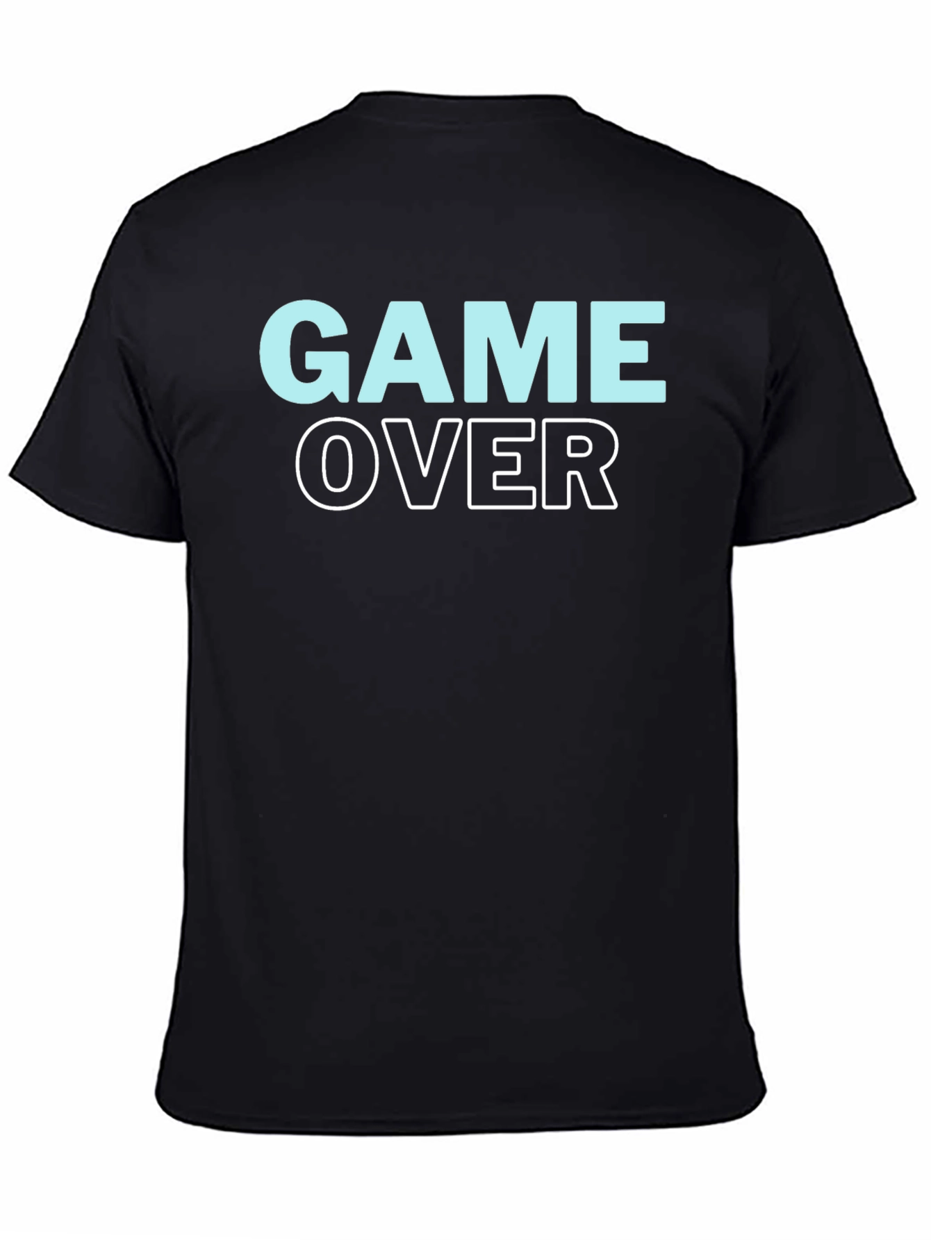 Black Game Over Graphic Print Crew Neck T-Shirt view 4