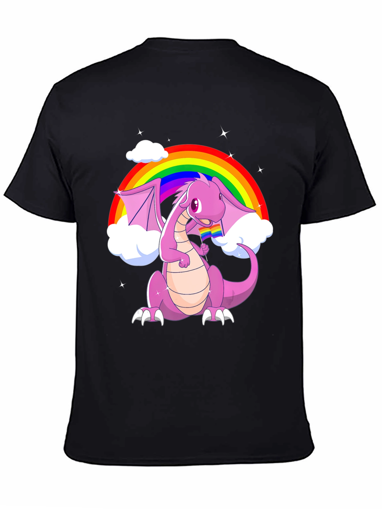 Black Rainbow Dragon Pride T-Shirt view 4