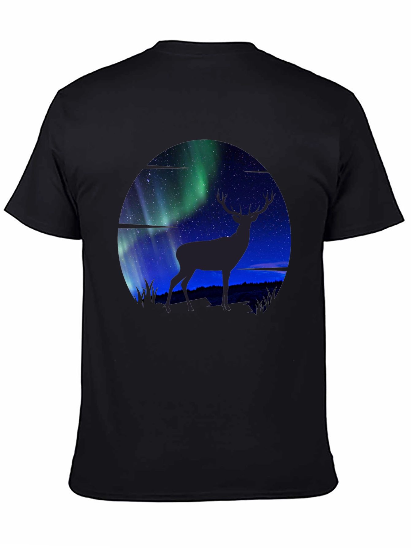 Black Aurora Deer Graphic T-Shirt view 4
