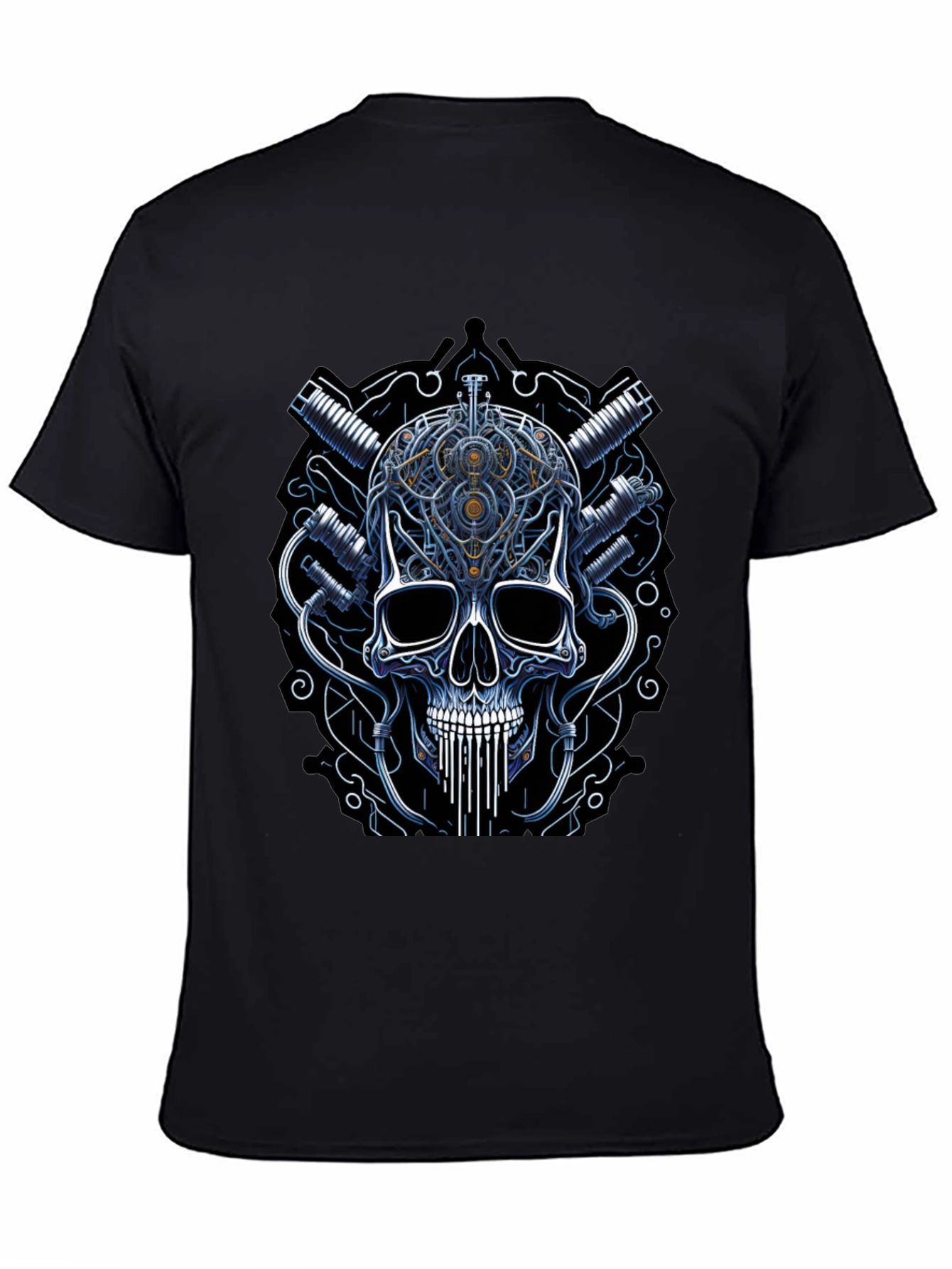 Black Steampunk Skull Graphic Tee - Black view 4