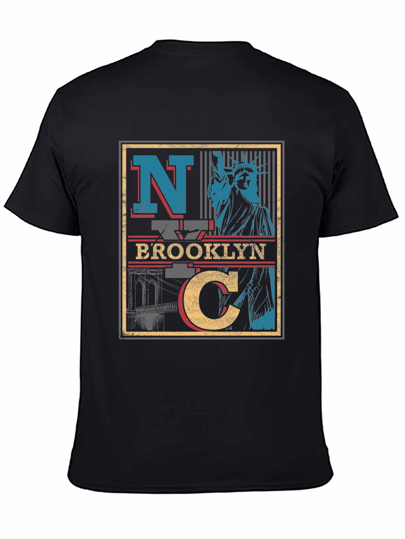 Black NYC Brooklyn Statue of Liberty Black T-Shirt view 4