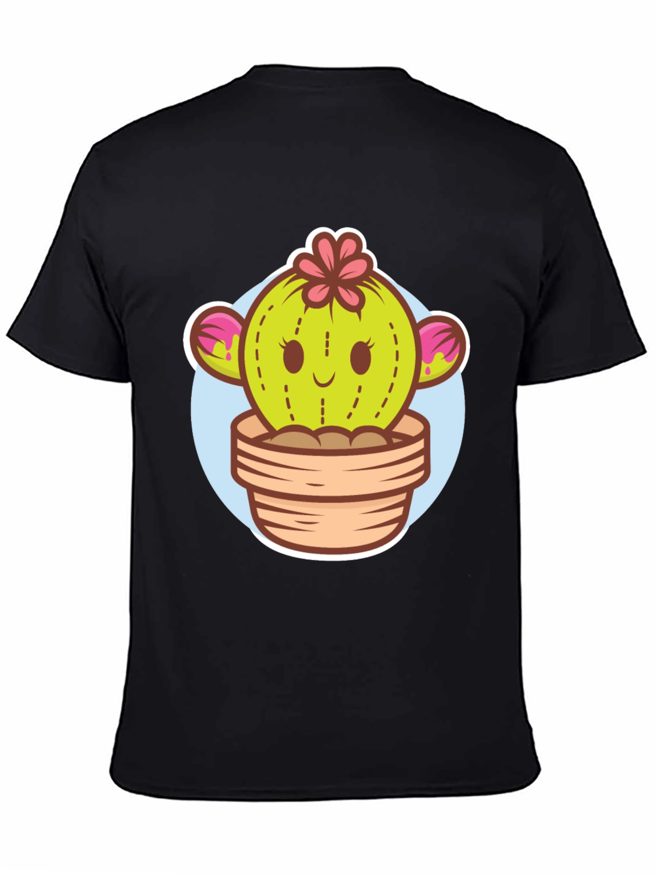 Black Cute Cactus Potted Plant Graphic Tee view 4