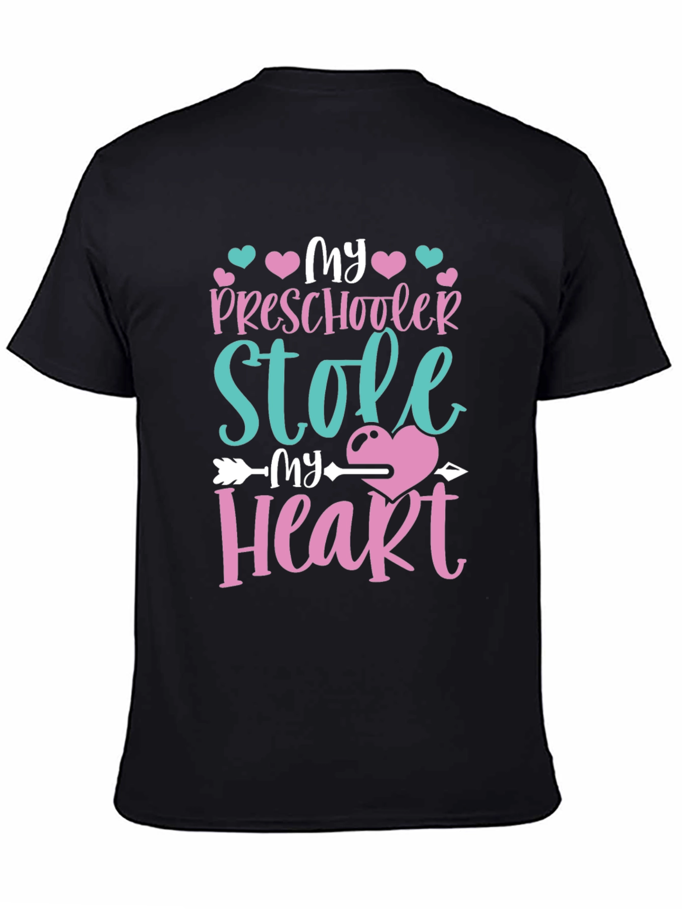 Black My Preschooler Stole My Heart T-Shirt view 4