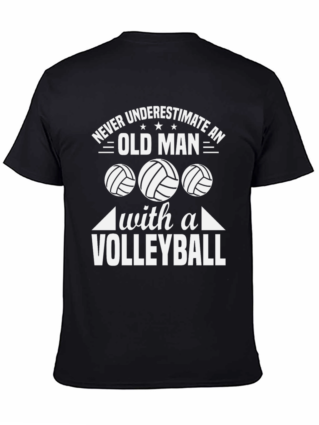 Black Never Underestimate Old Man Volleyball T-Shirt view 4