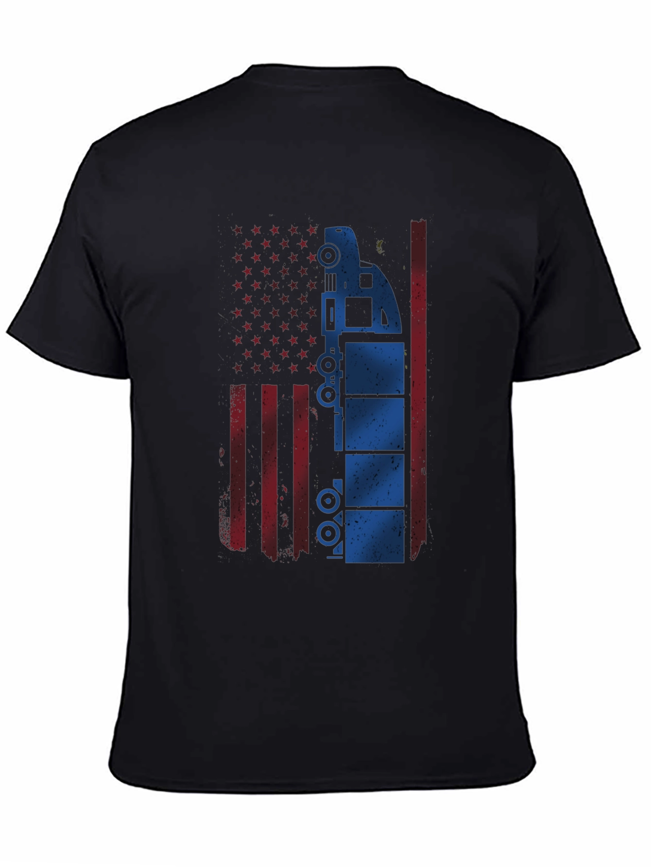 Black American Flag Trucker T-Shirt view 4
