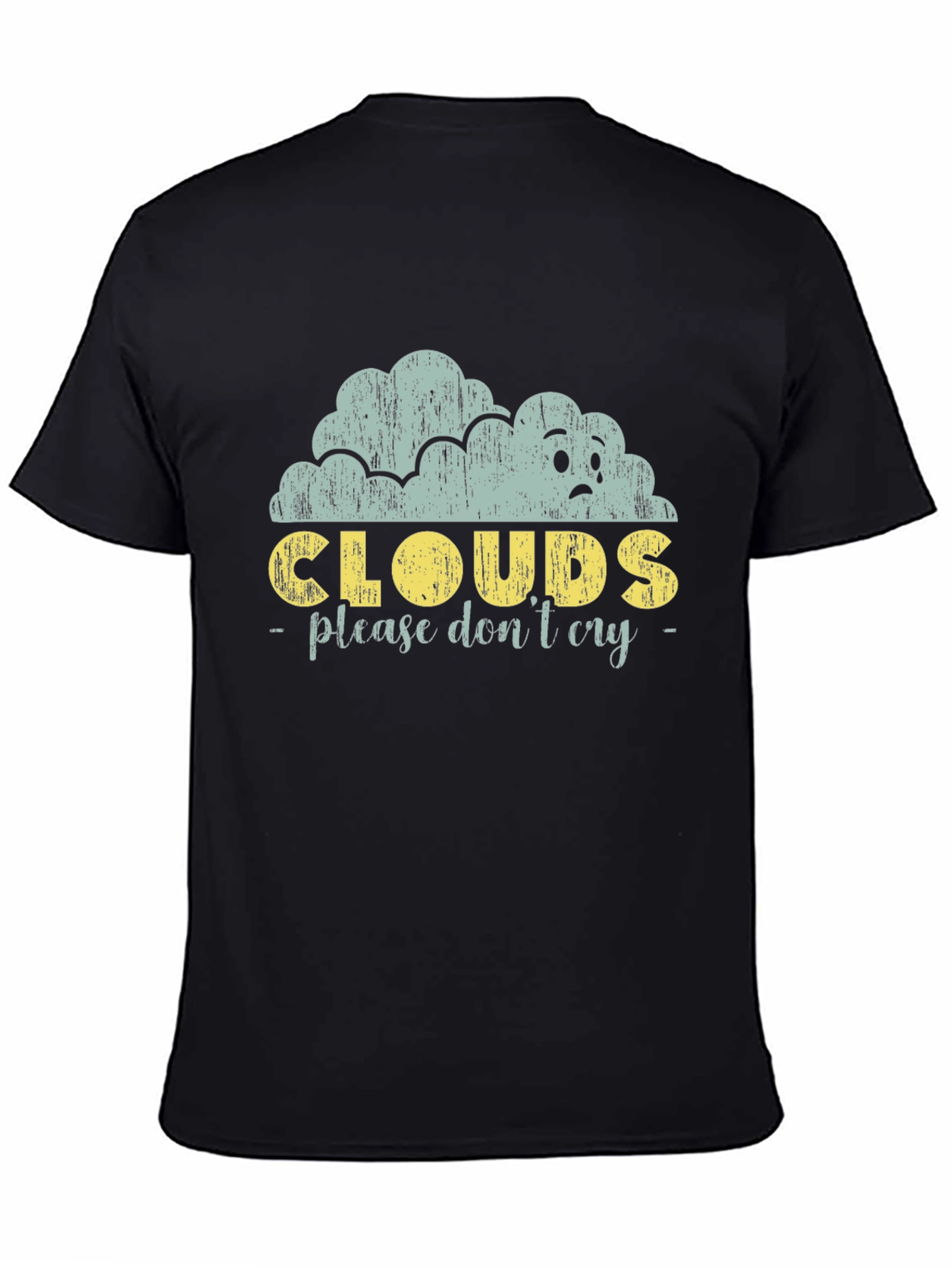 Black Sad Cloud Graphic Print Black Tee view 4