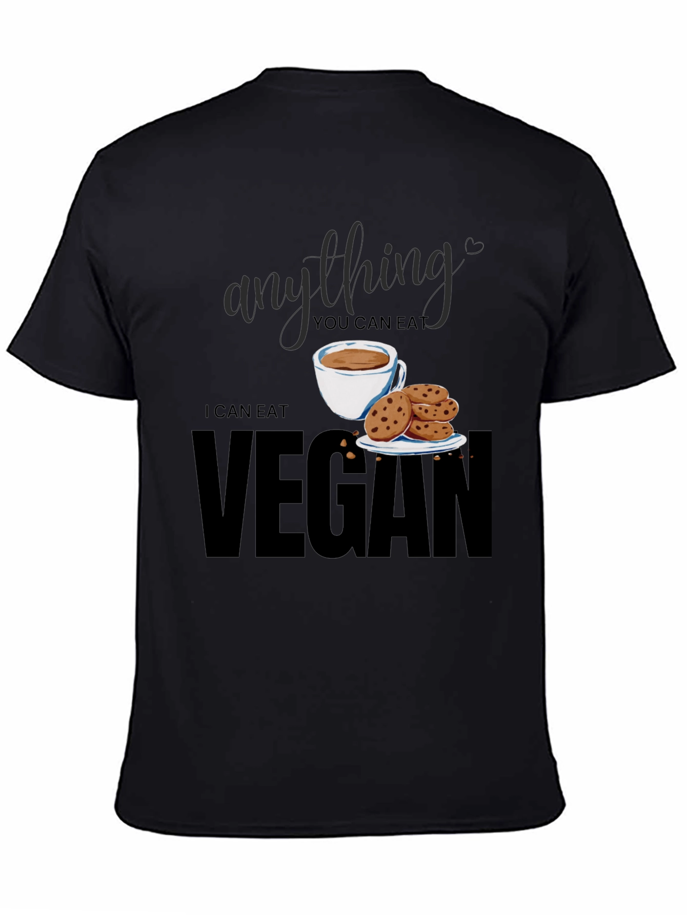 Black Vegan T-Shirt - Anything You Can Eat I Can Eat Vegan view 4