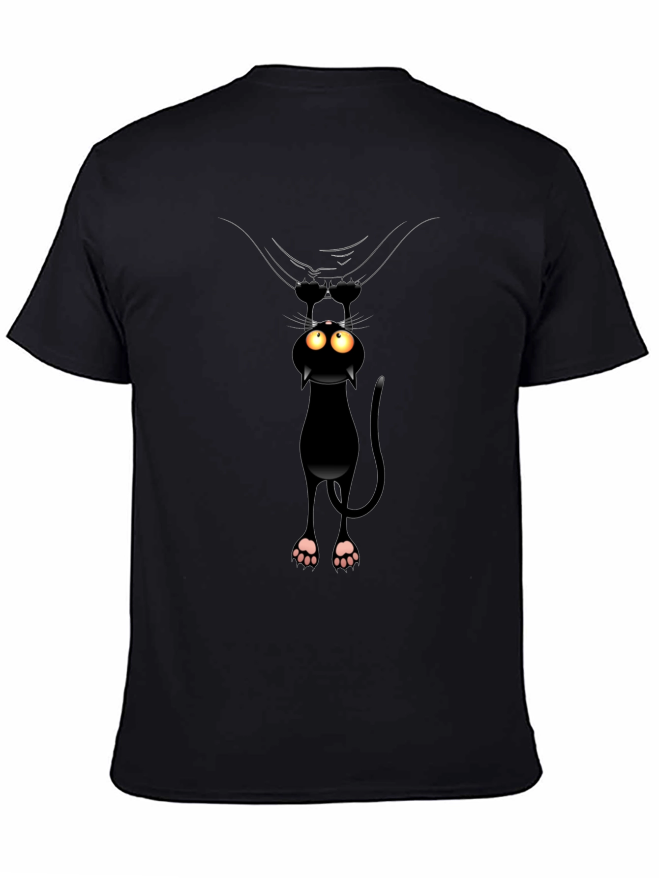 Funny Cat Hanging T-Shirt - Black Cotton Tee - 4