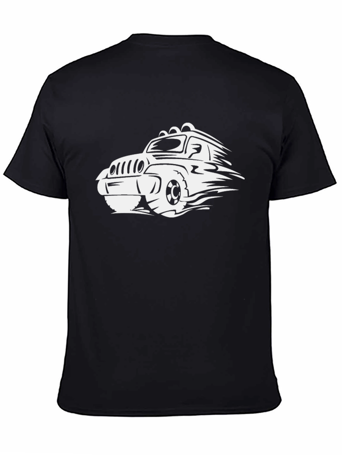 Black Black T-Shirt with White 4x4 Off-Road Vehicle Graphic view 4
