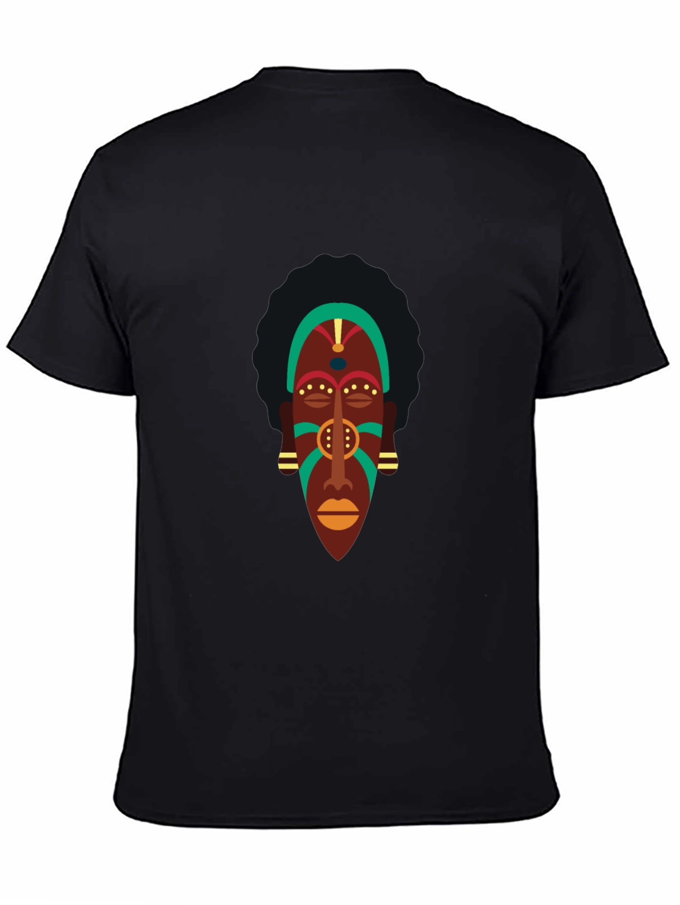Black Tribal Mask Graphic Tee - Men's Black T-Shirt view 4
