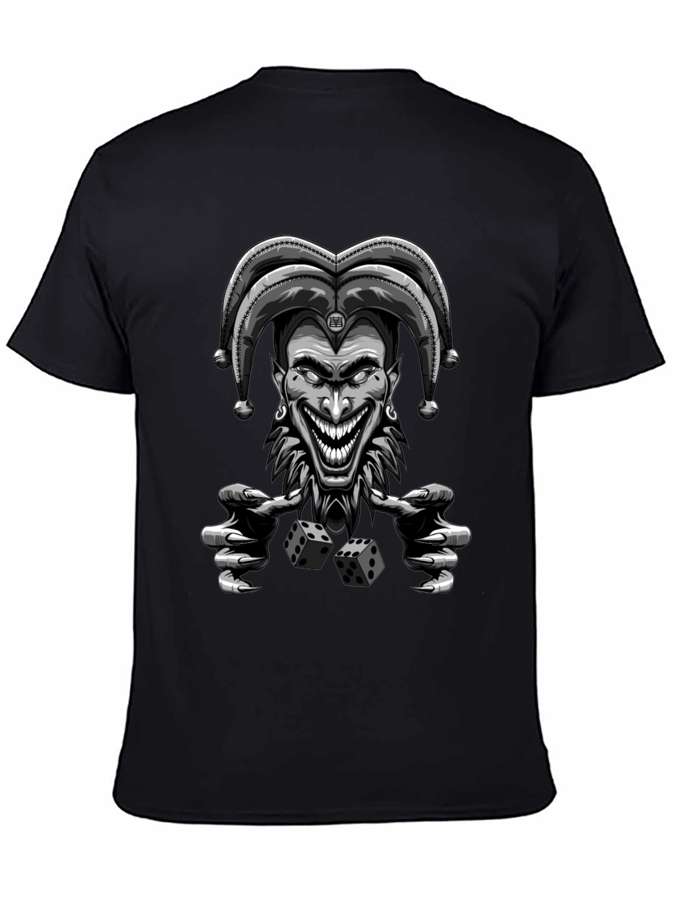 Black Creepy Joker Dice Graphic Tee - Men's Black T-Shirt view 4