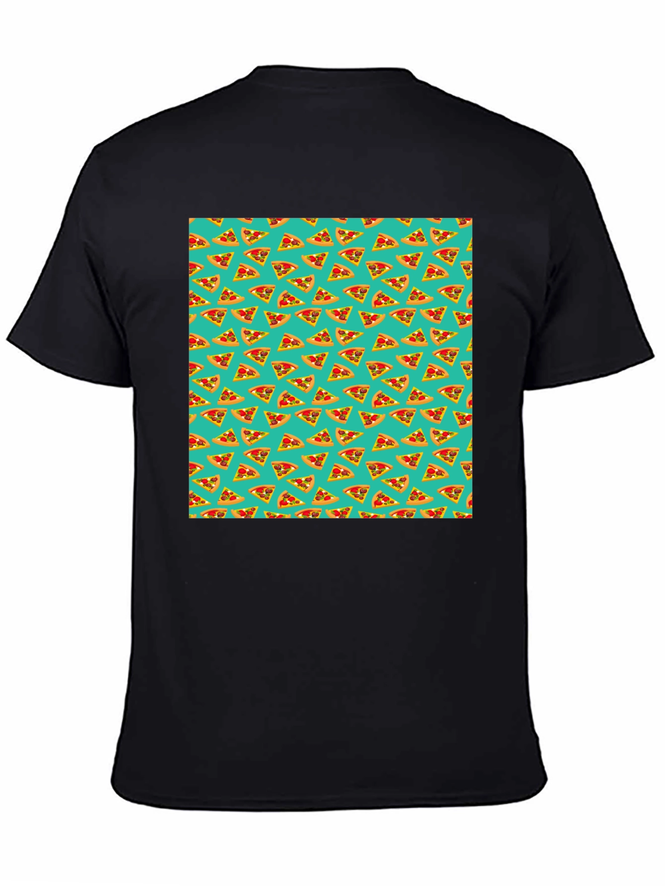 Black Pizza Print T-Shirt - Casual Style view 4