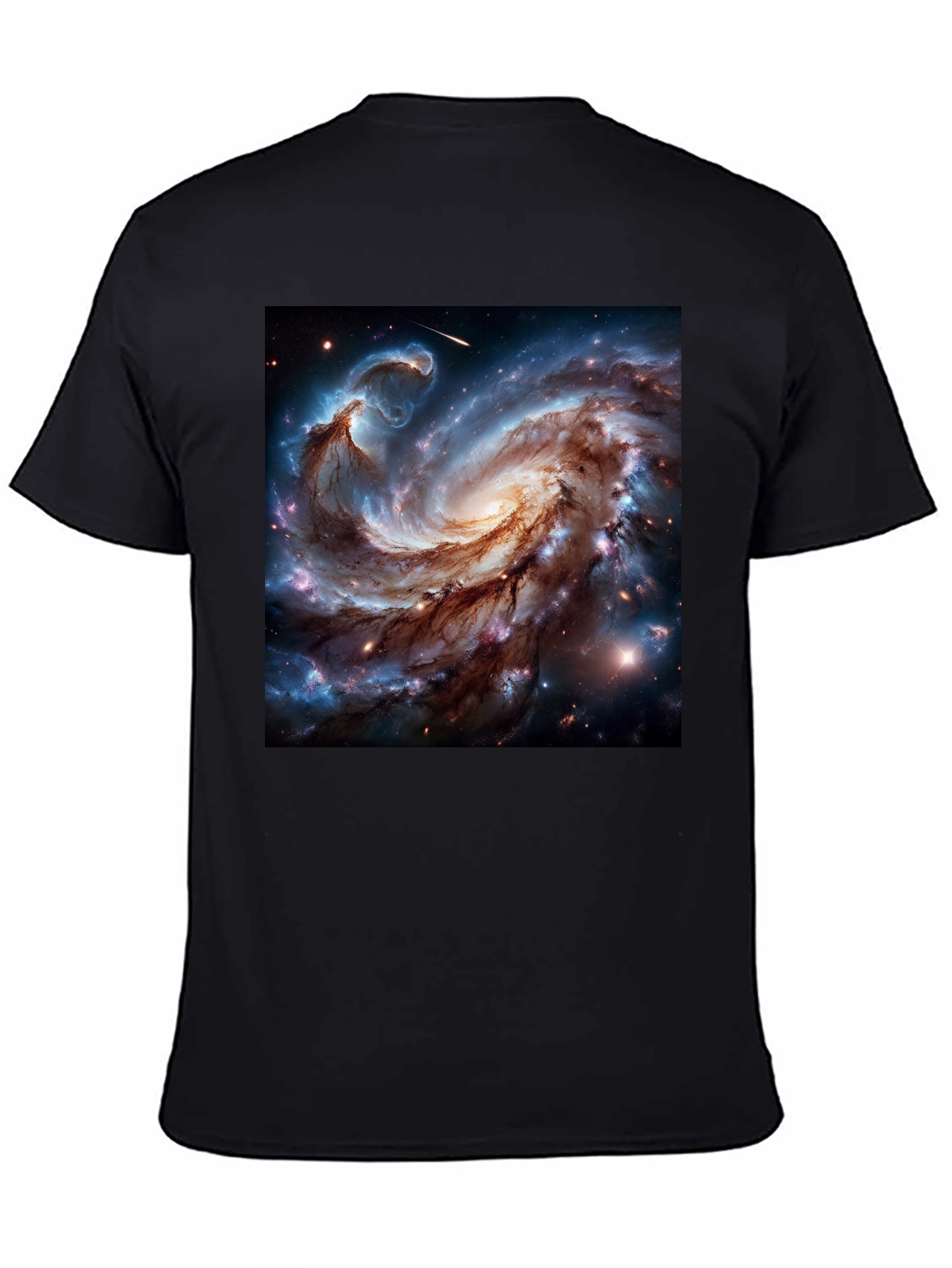 Black Cosmic Galaxy Graphic Tee - Black Cotton Blend T-Shirt view 4