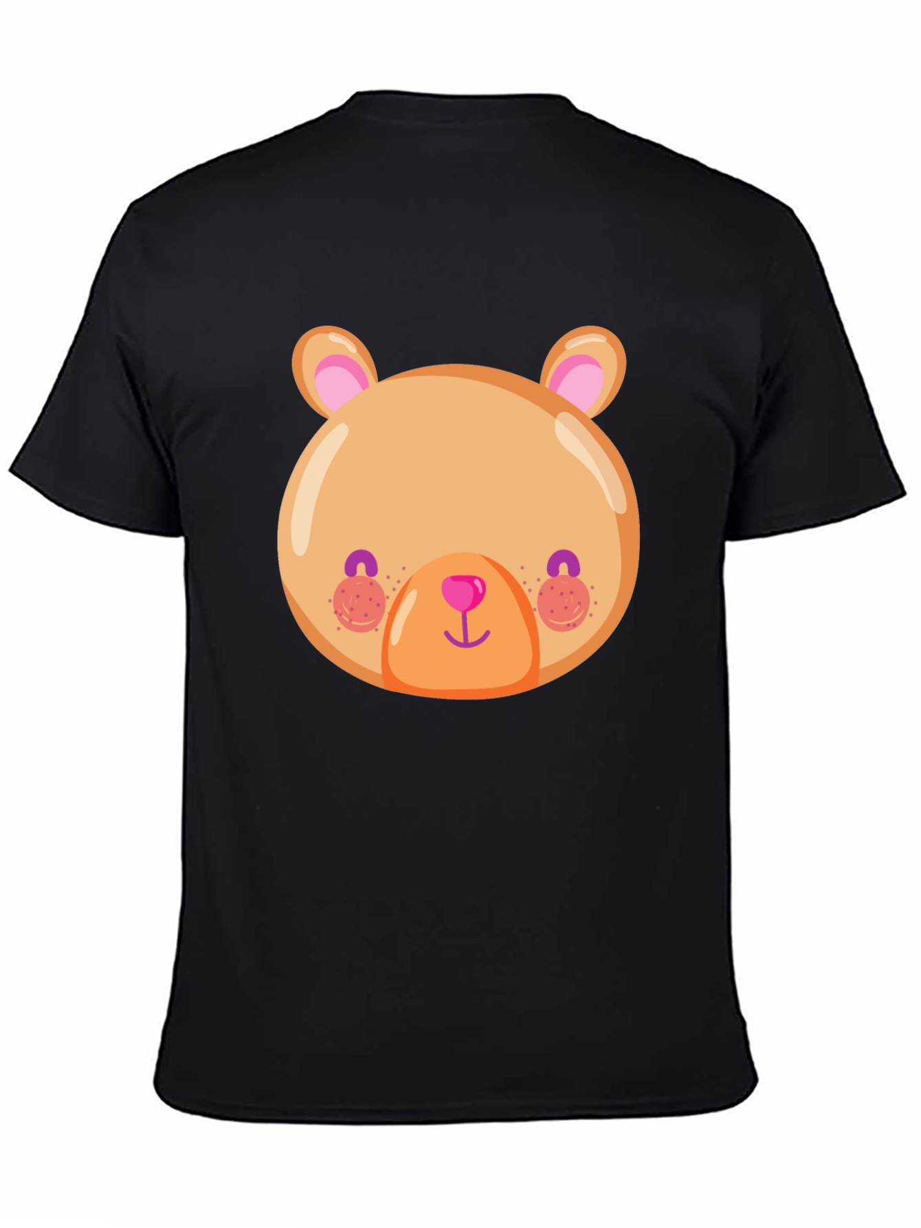 Black Cute Bear Face Graphic Tee - Soft Black T-Shirt view 4