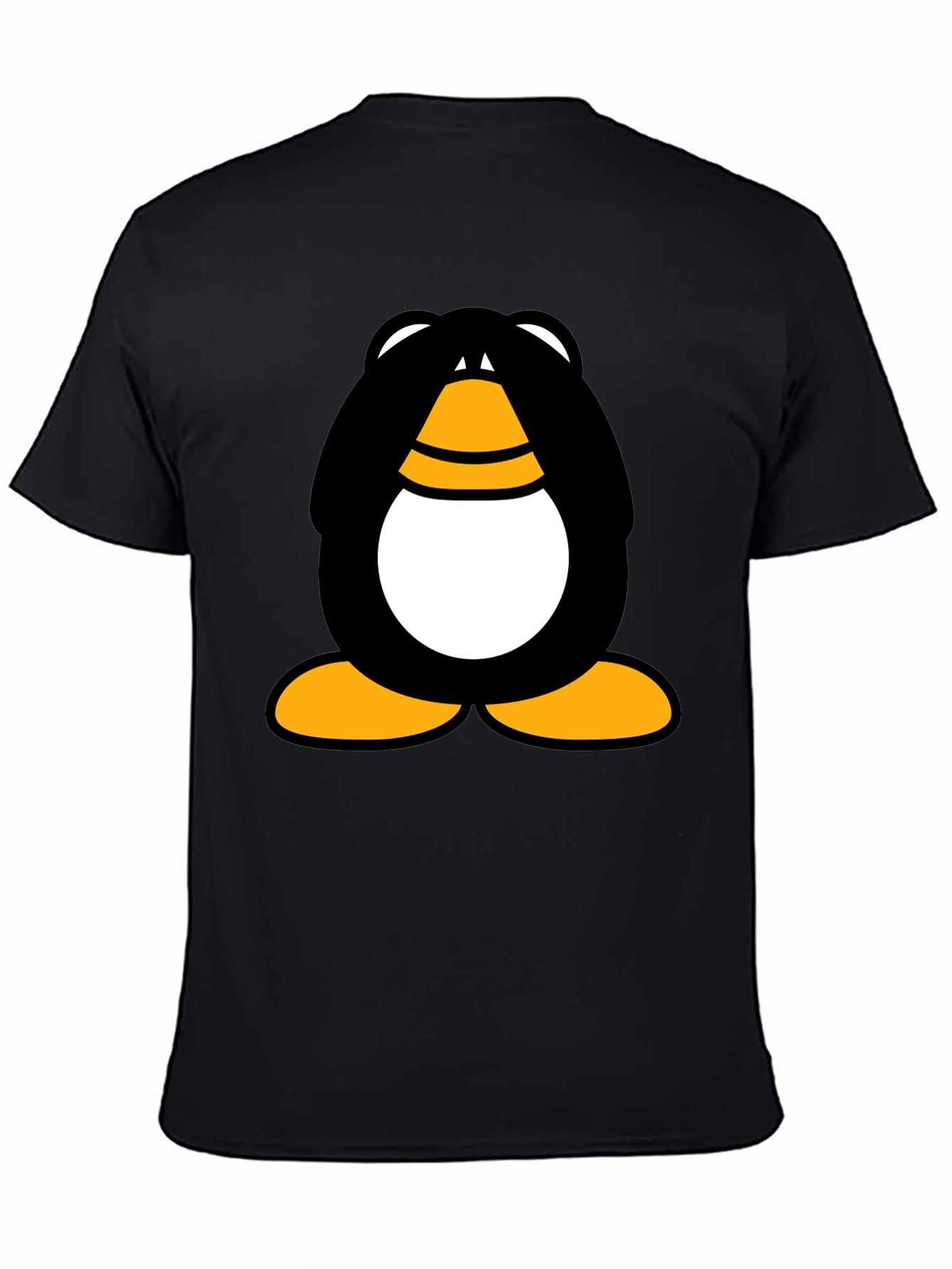Black Funny Penguin Graphic Black T-Shirt view 4