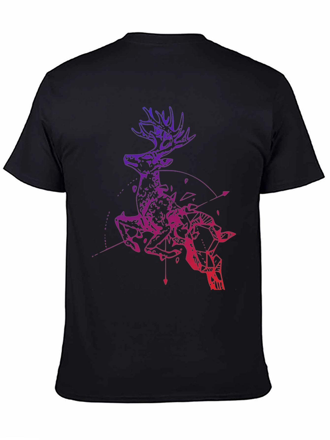 Black Geometric Deer Graphic Tee - Men's Black T-Shirt view 4