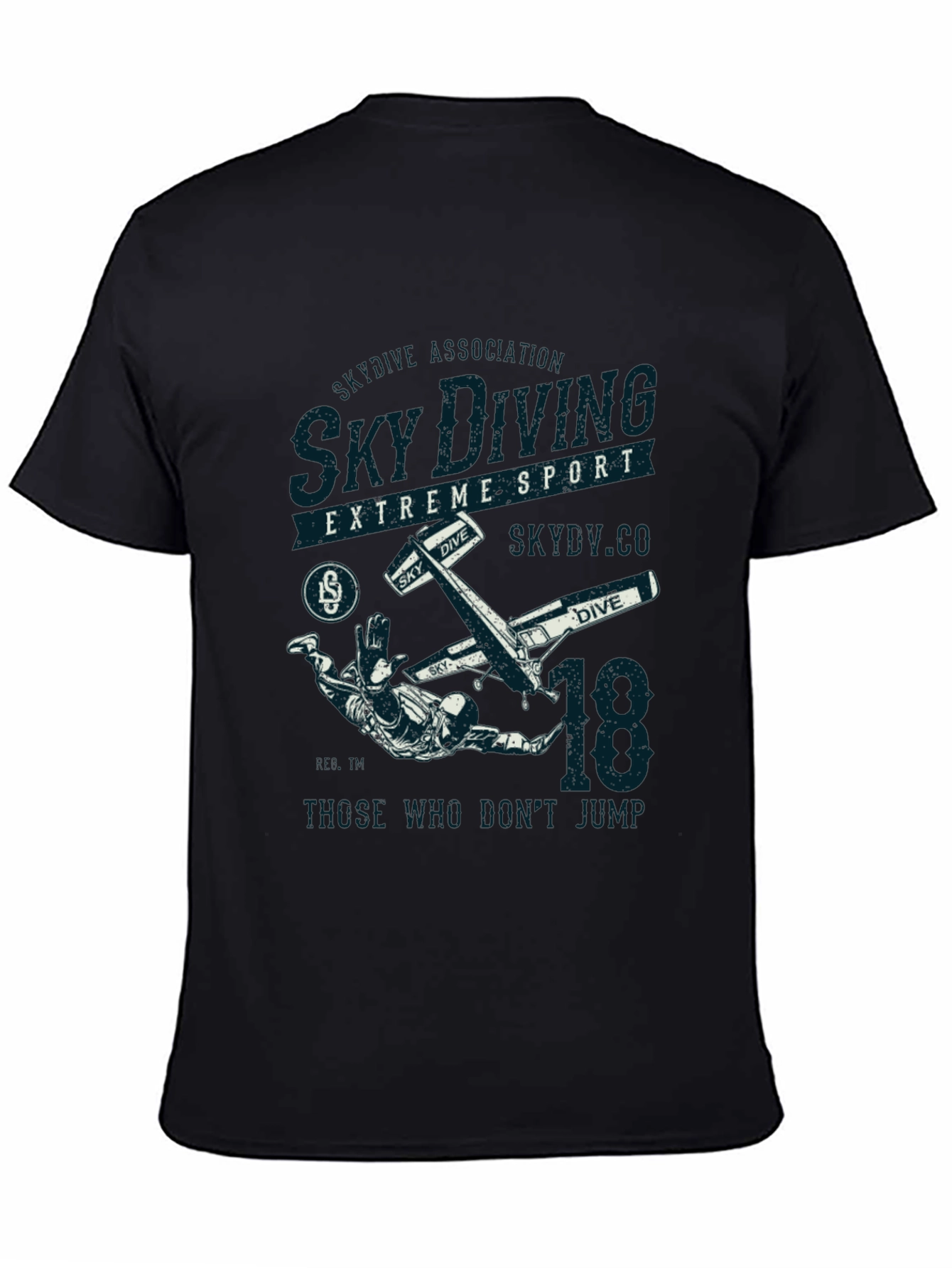 Black Sky Diving Extreme Sport Black Graphic T-Shirt view 4